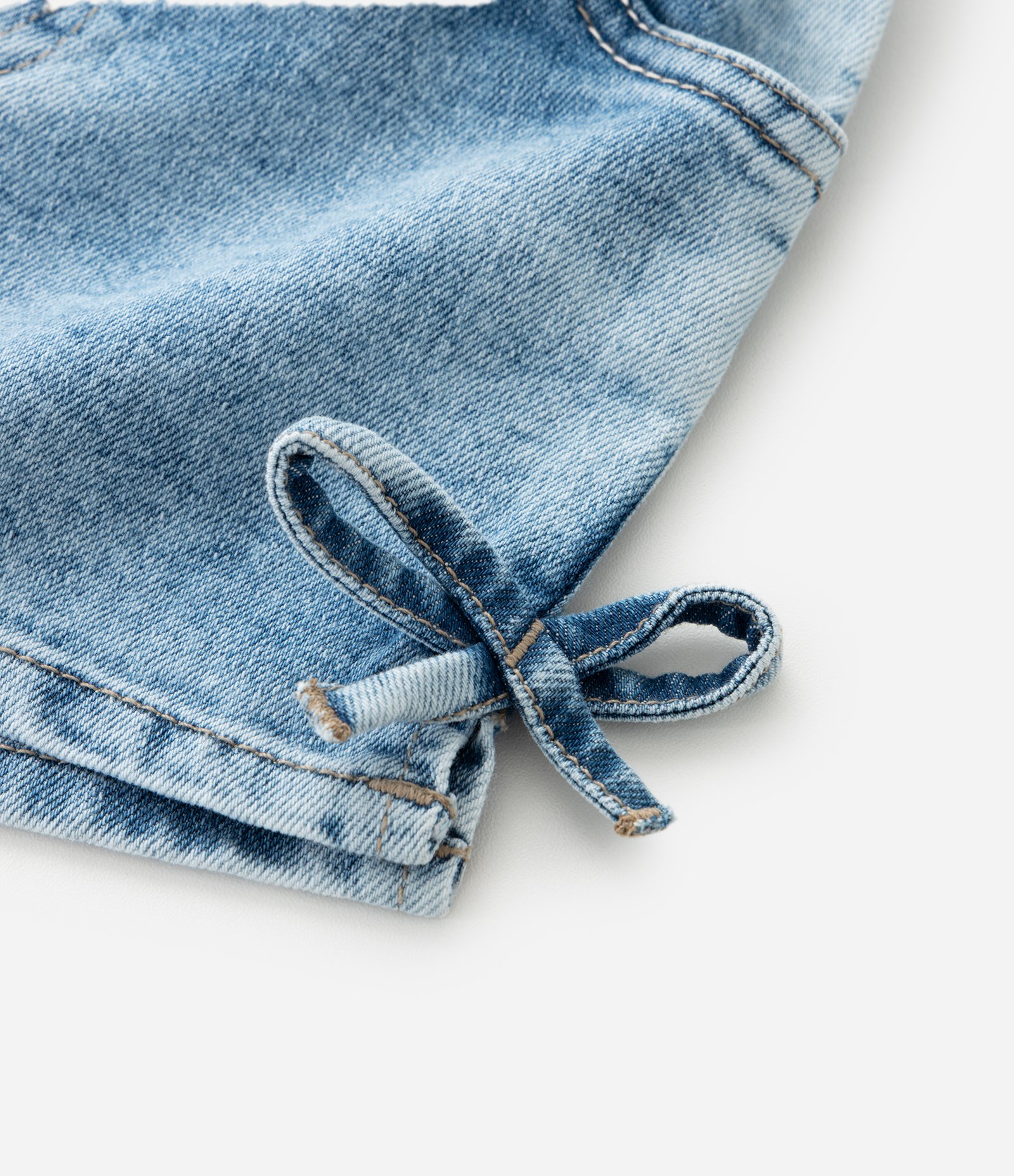 Bermuda Infantil em Jeans com Laços Laterais – Tam 3 a 18 Meses Azul 6
