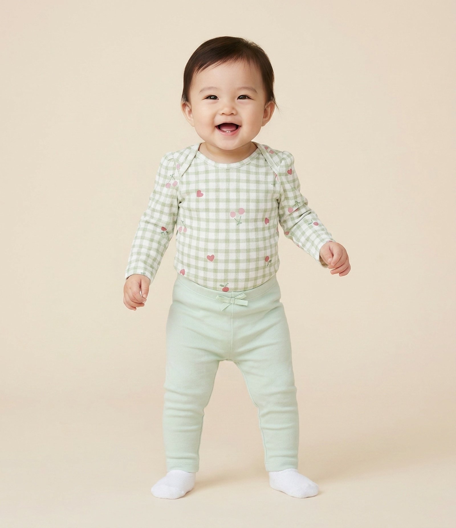 Calça Bebê Legging em Moletom com Lacinho – Tam 0 a 18 Meses Verde Claro 1