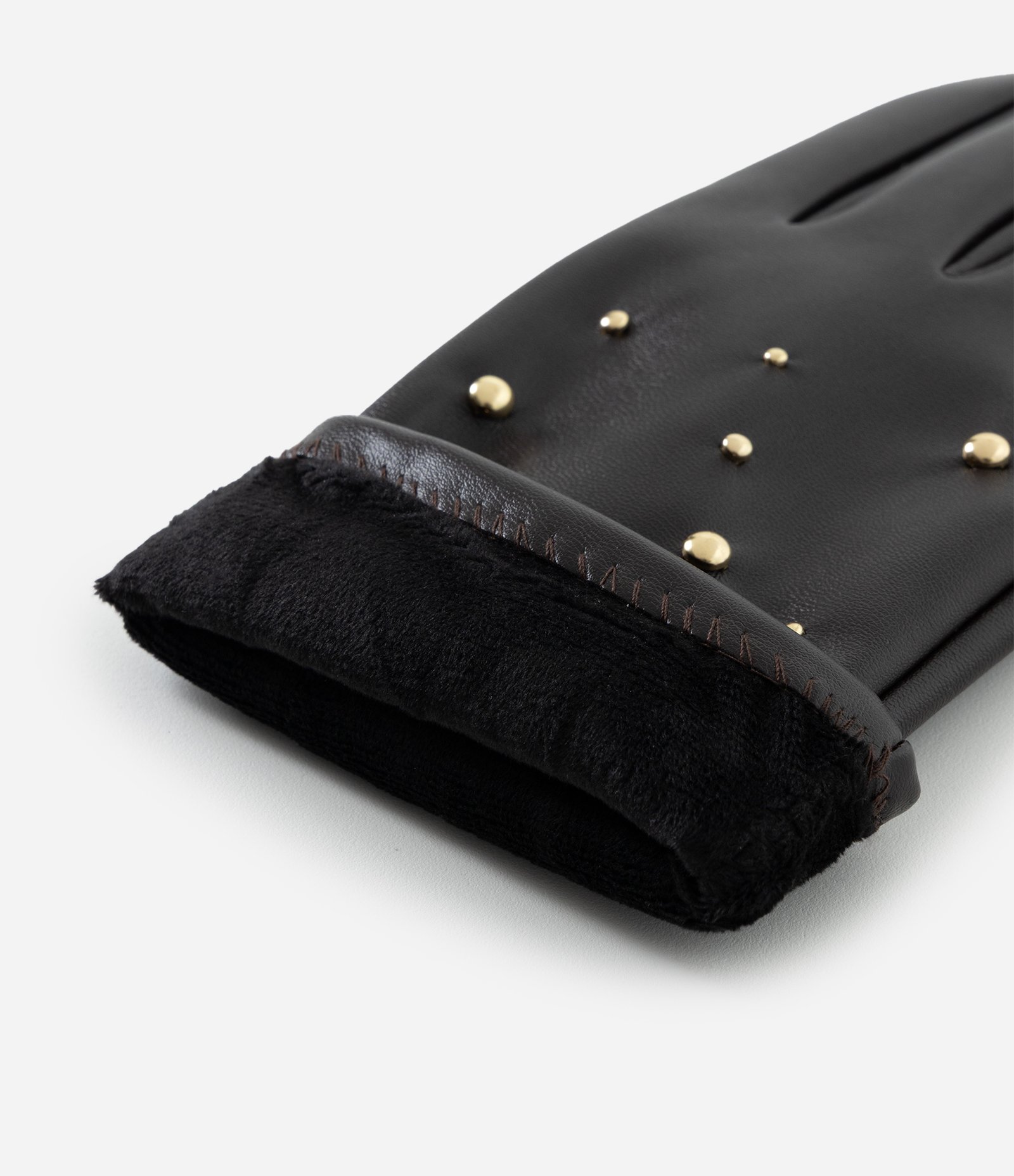 Luva em PU com Detalhe em Tachas Marrom Escuro 4