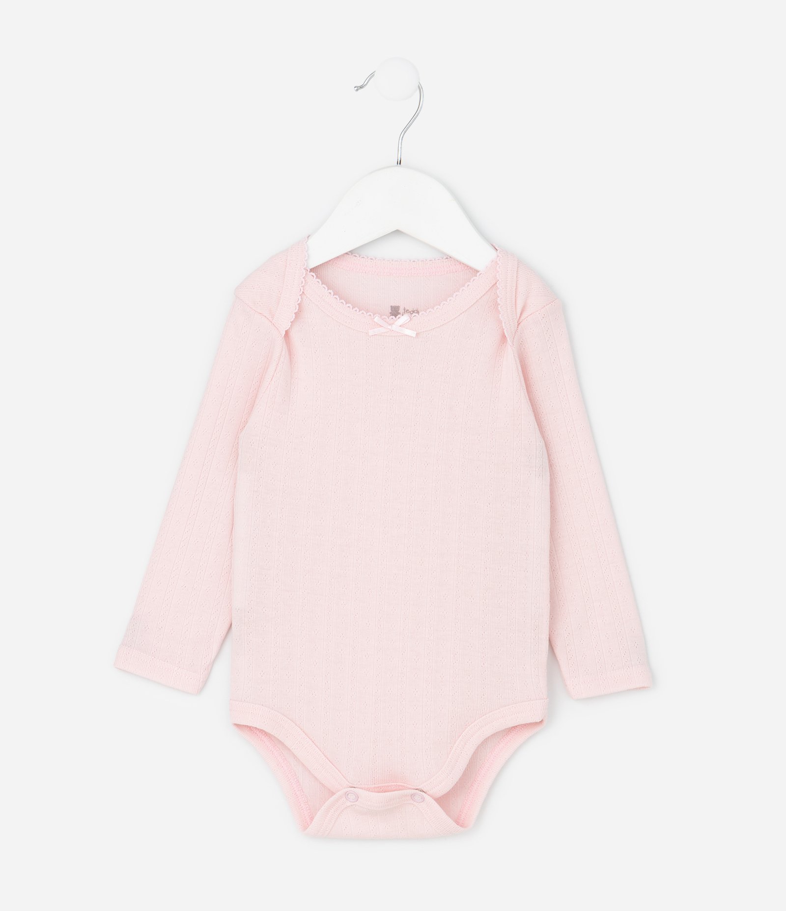 Body Infantil em Cotton Pointelle com Gola Americana – Tam RN a 18 Meses Rosa Claro 1
