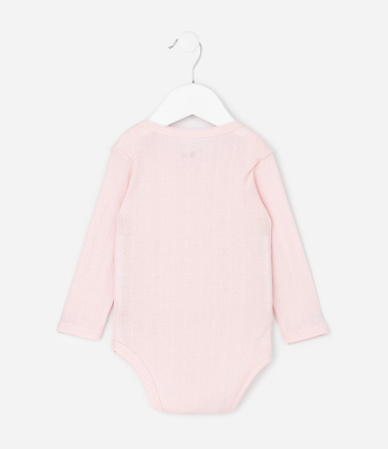 Body Infantil em Cotton Pointelle com Gola Americana – Tam RN a 18 Meses Rosa Claro 2