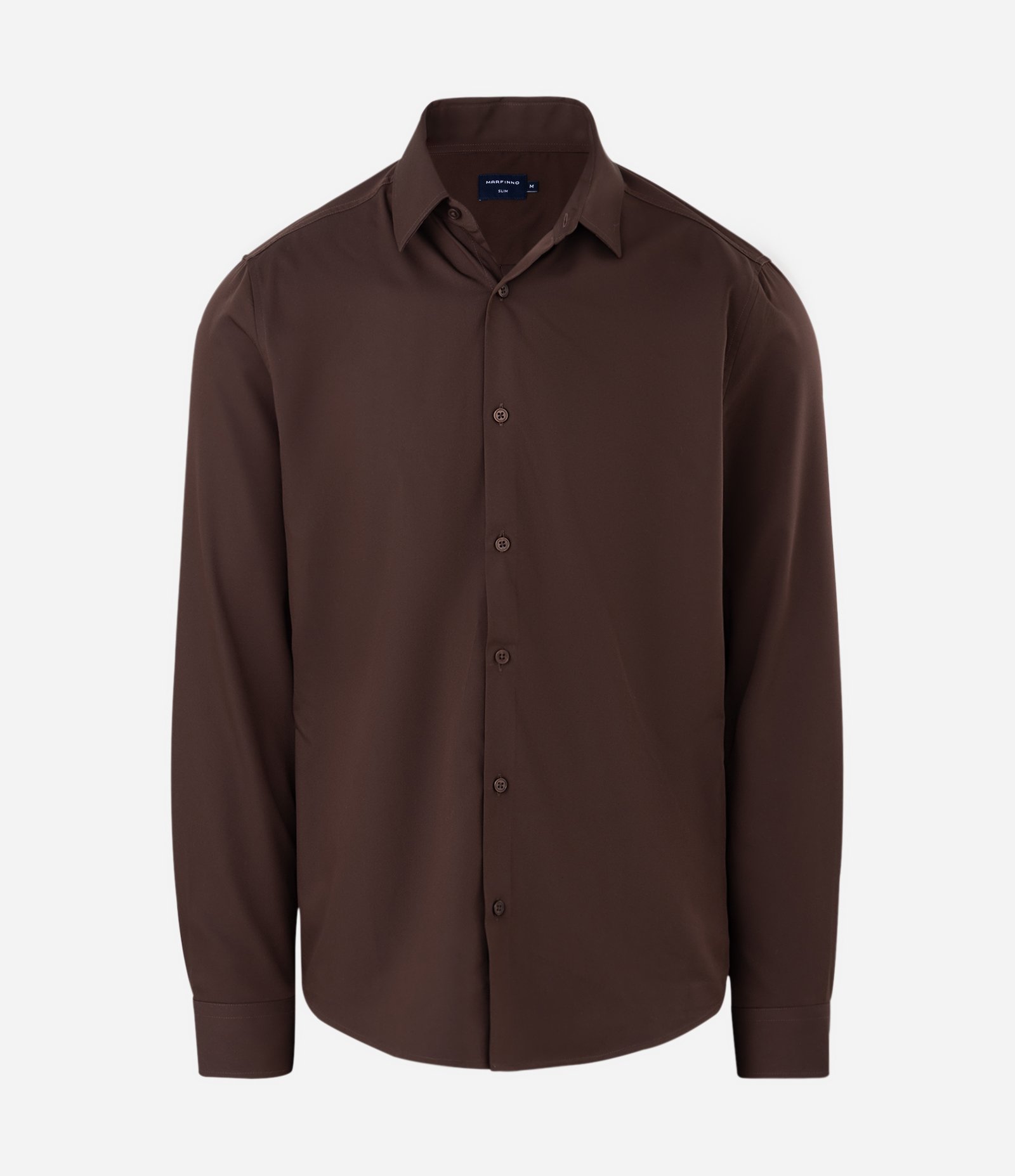 Camisa Slim em Fibra de Bambu Marrom Escuro 4