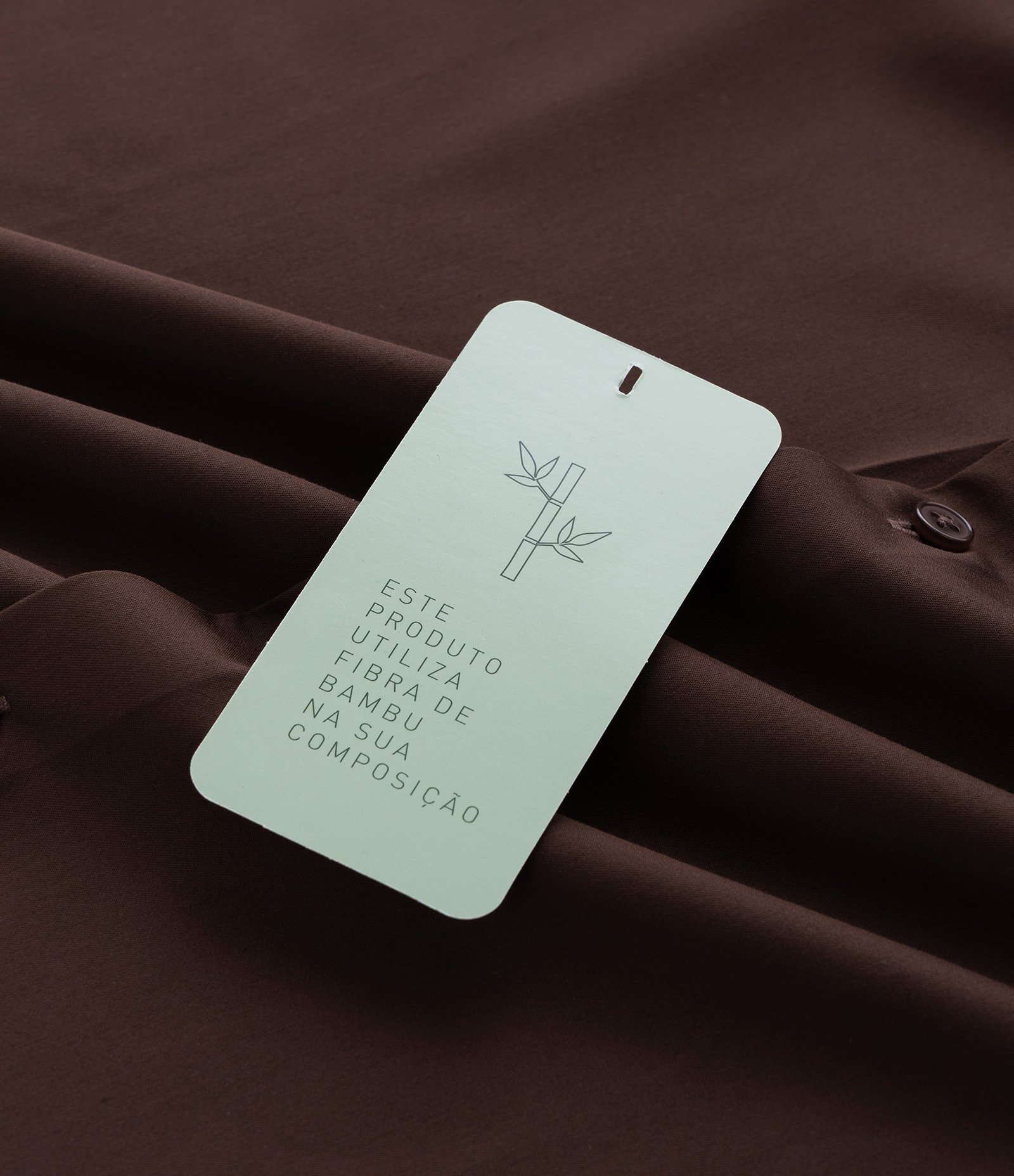 Camisa Slim em Fibra de Bambu Marrom Escuro 8
