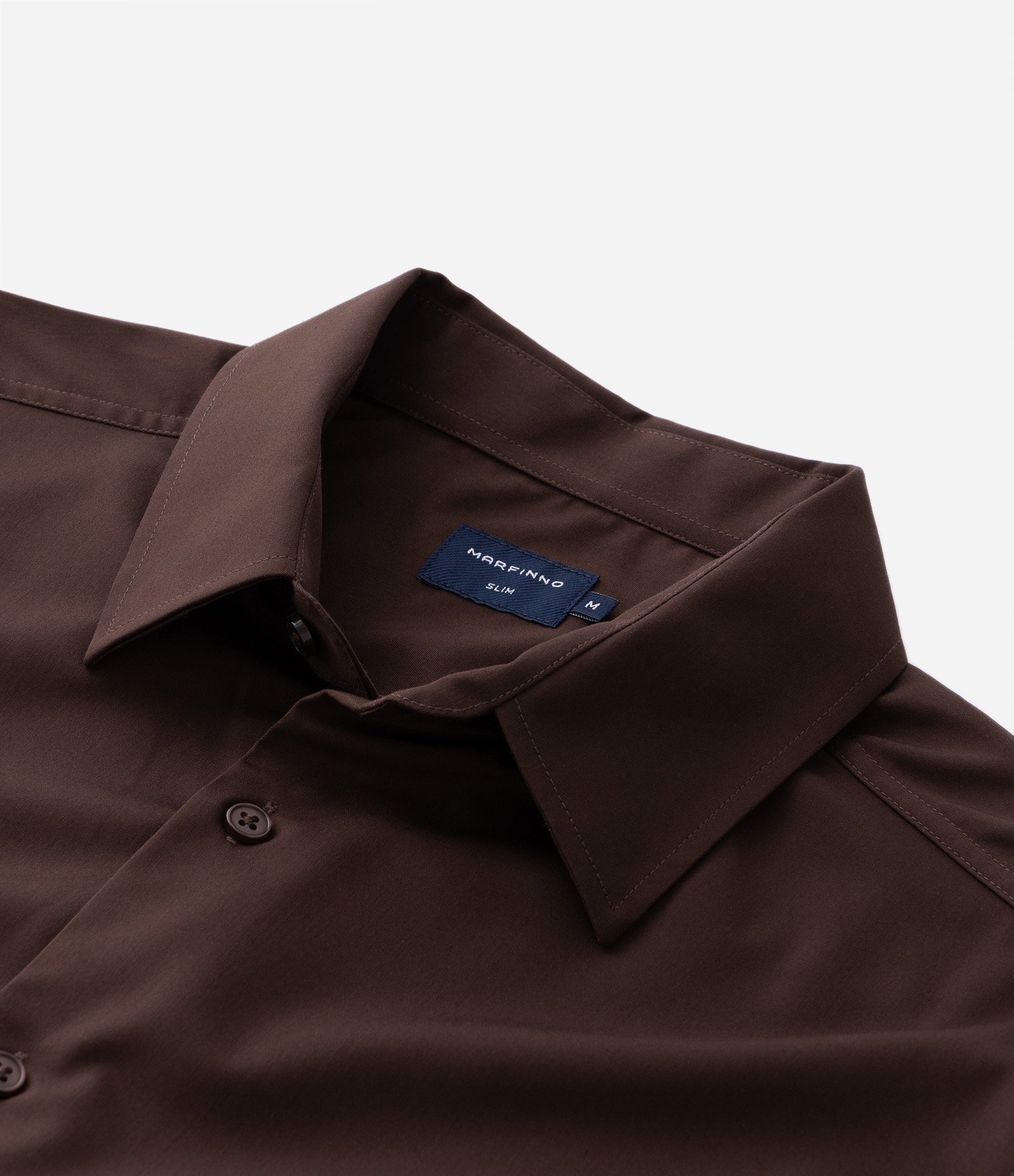 Camisa Slim em Fibra de Bambu Marrom Escuro 9