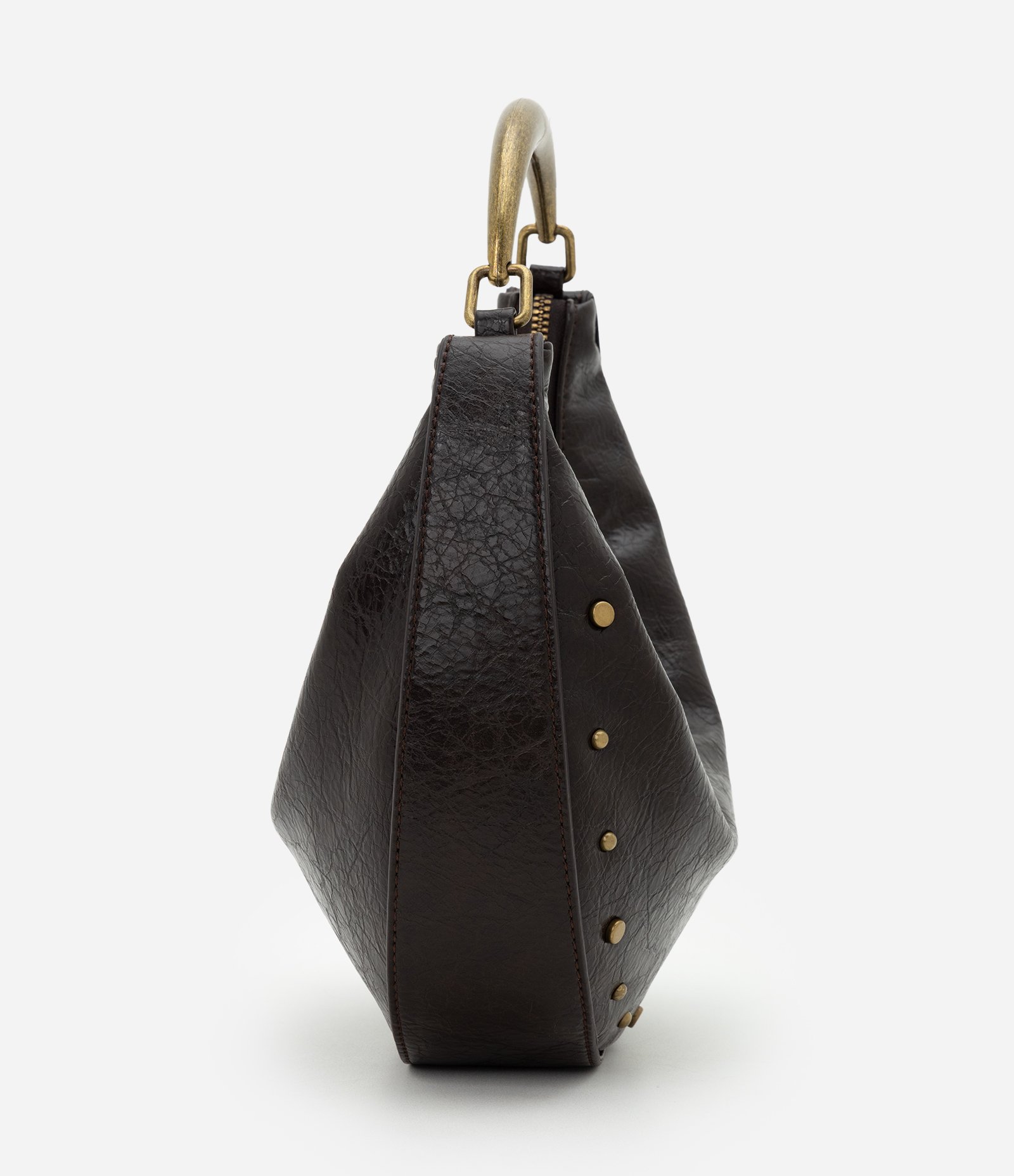 Bolsa Hobo Média em PU Com Alça de Mão Estruturada Marrom 2