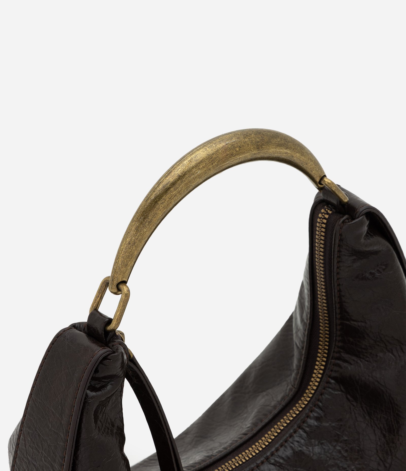 Bolsa Hobo Média em PU Com Alça de Mão Estruturada Marrom 4