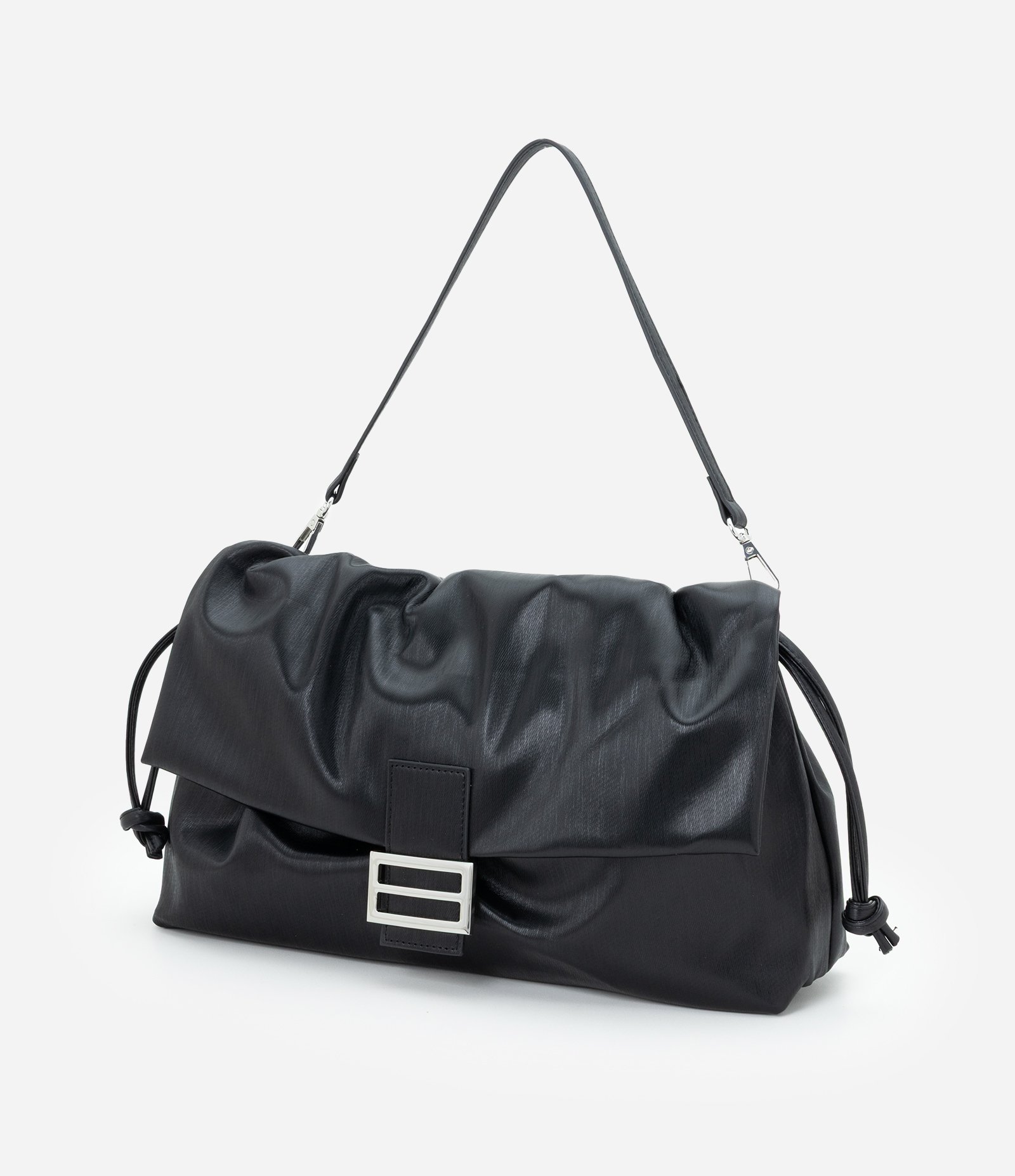 Bolsa Shoulder Soft Grande com Lapela Preto 5
