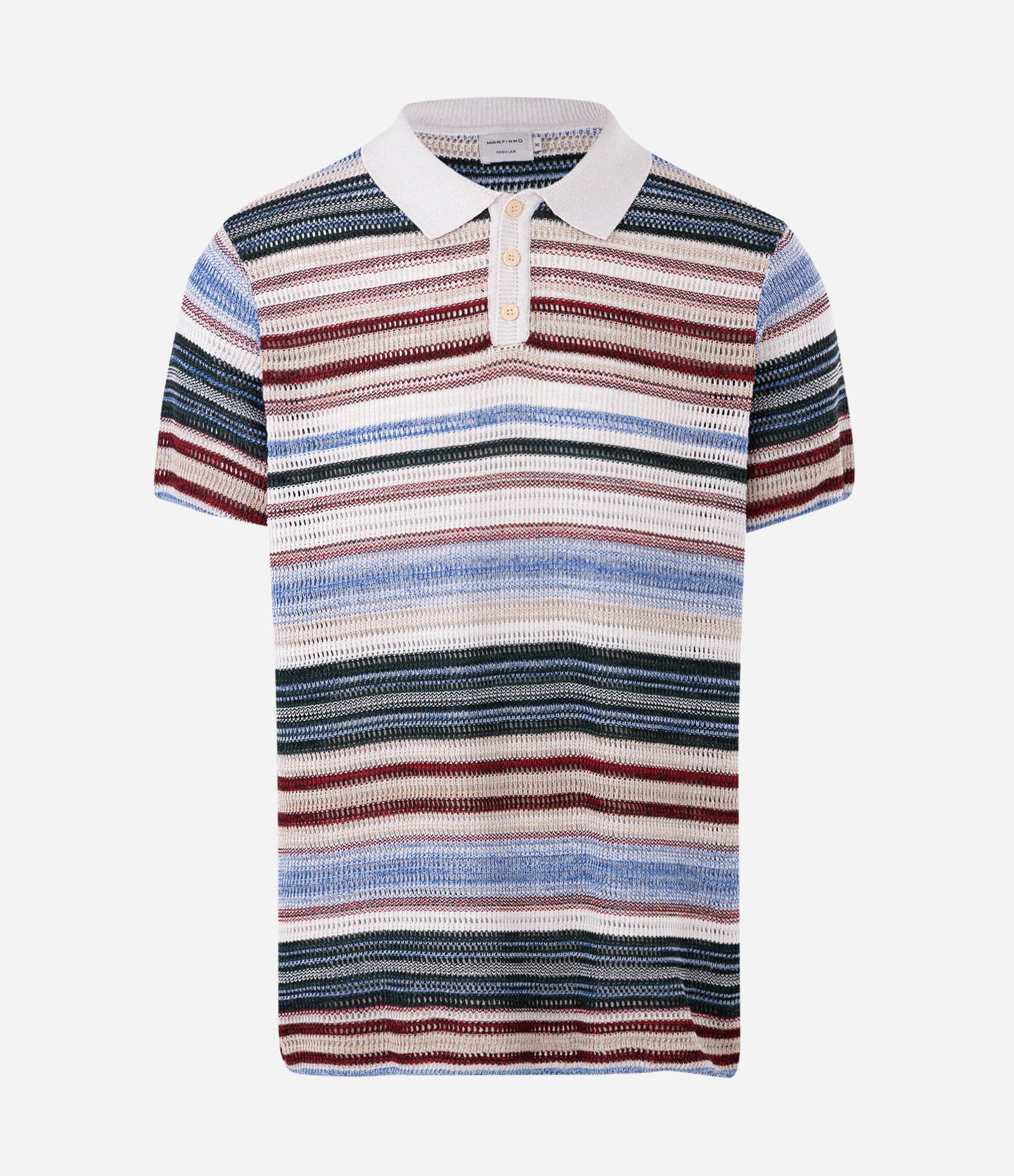 Camiseta Polo Texturizada com Estampa Listrada Multicores 7
