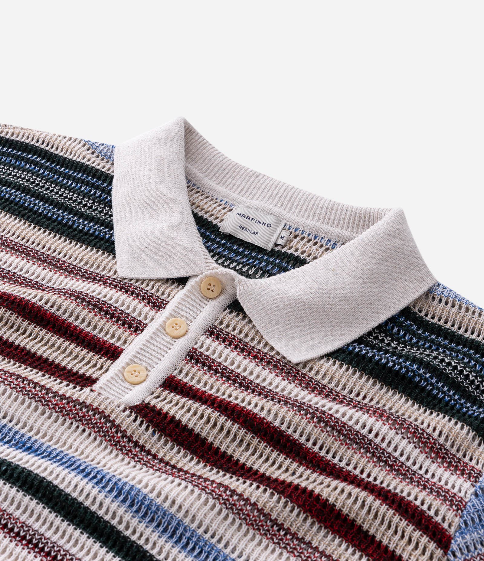 Camiseta Polo Texturizada com Estampa Listrada Multicores 10