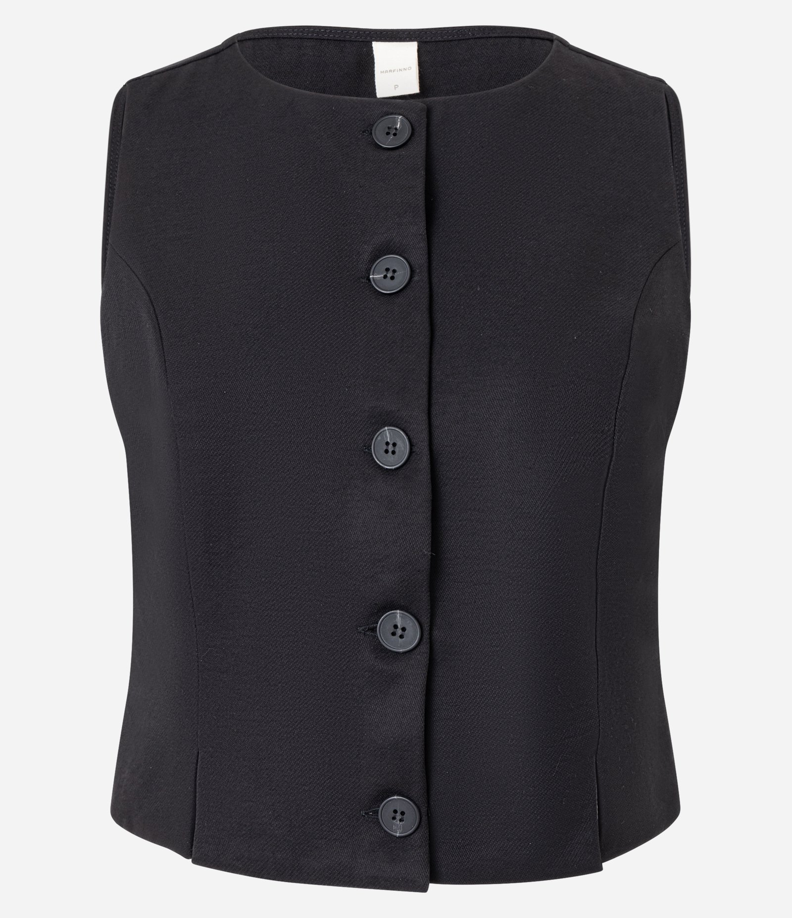 Colete Curto Alfaiatado com Botões e Fendas Cinza 1