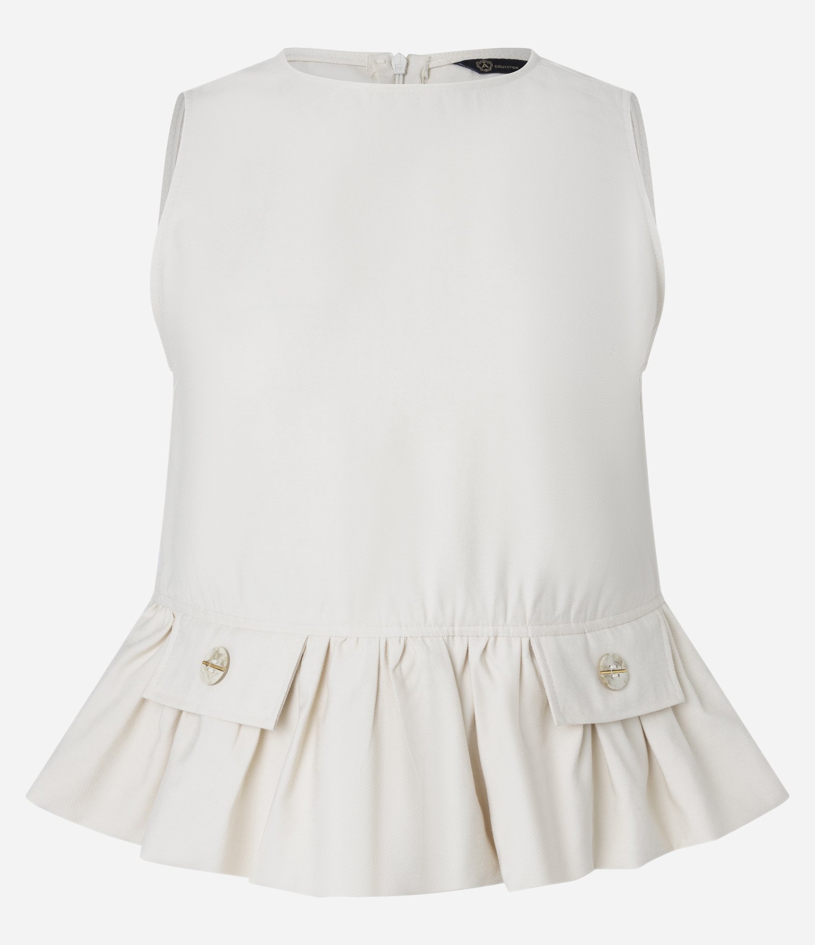 Blusa Peplum Alfaiatada com Detalhe de Lapela Bege 1