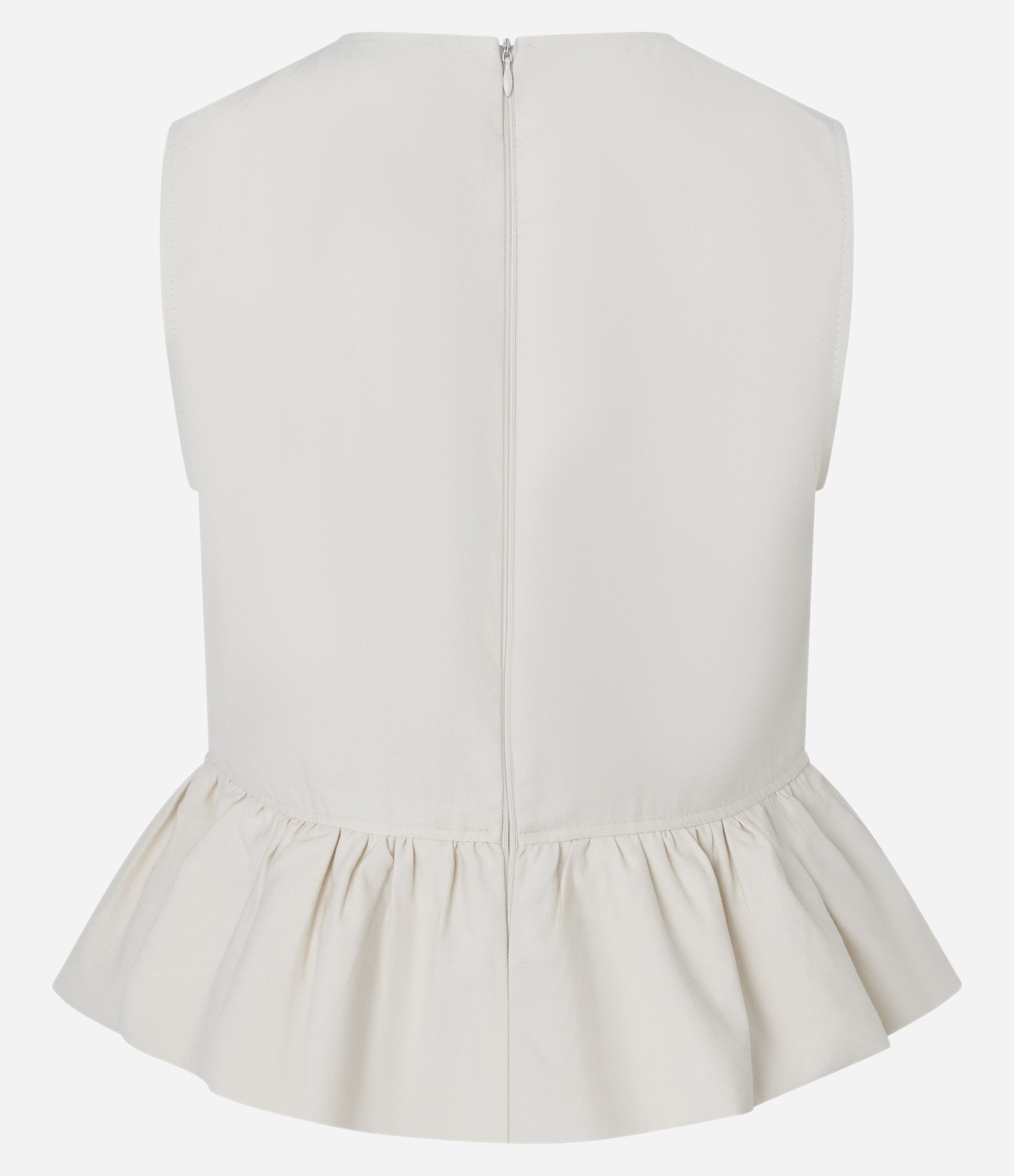 Blusa Peplum Alfaiatada com Detalhe de Lapela Bege 3