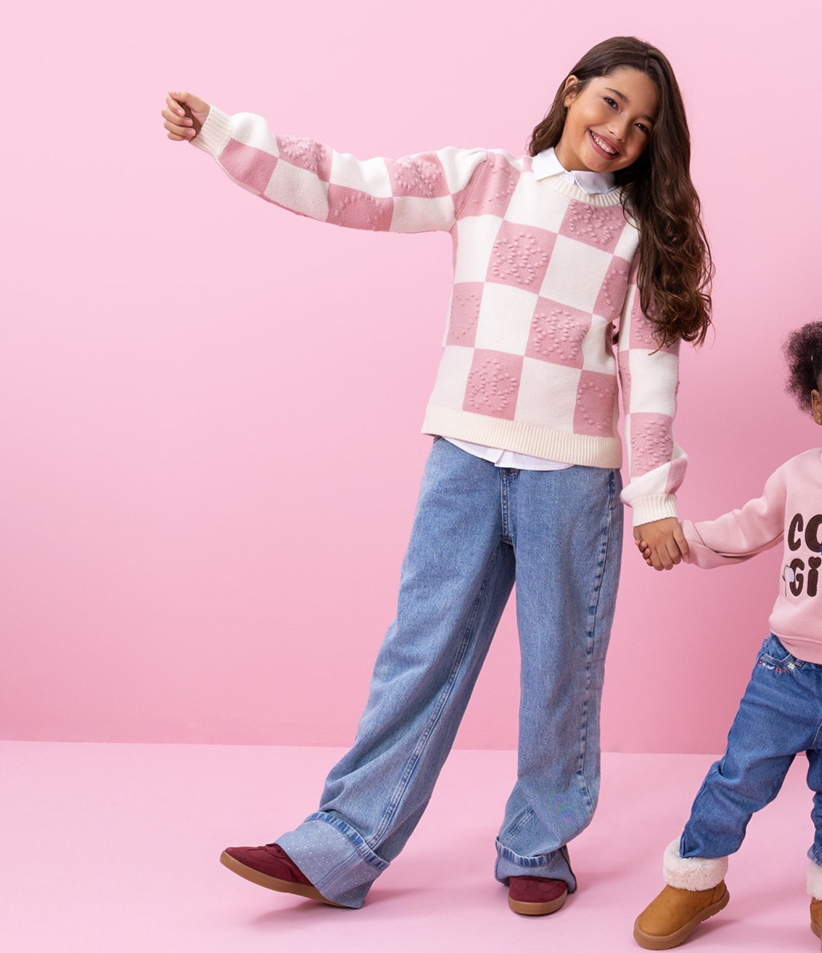 Calça Infantil Reta em Jeans com Barra Dobrada – Tam 5 a 16 Anos Azul Claro 1