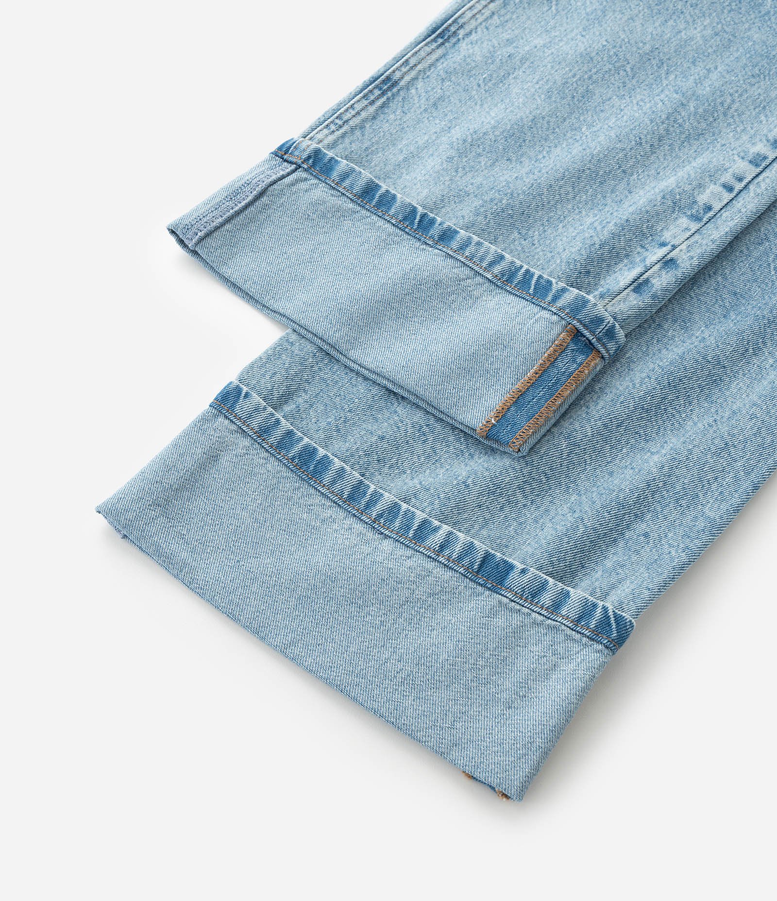 Calça Infantil Reta em Jeans com Barra Dobrada – Tam 5 a 16 Anos Azul Claro 6