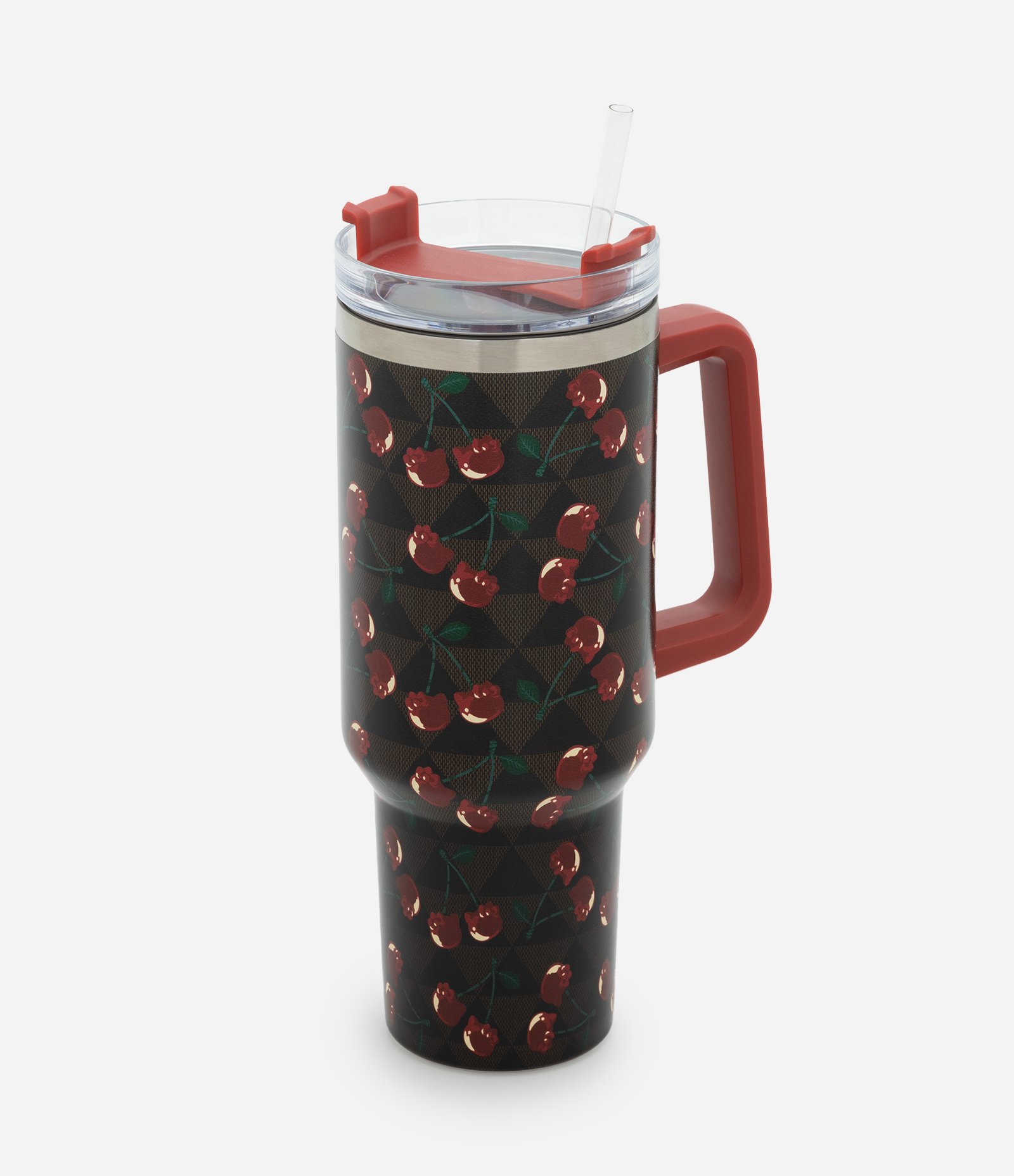 Copo Térmico em Metal com Estampa de Cerejas Hello Kitty 1,2L Marrom 1