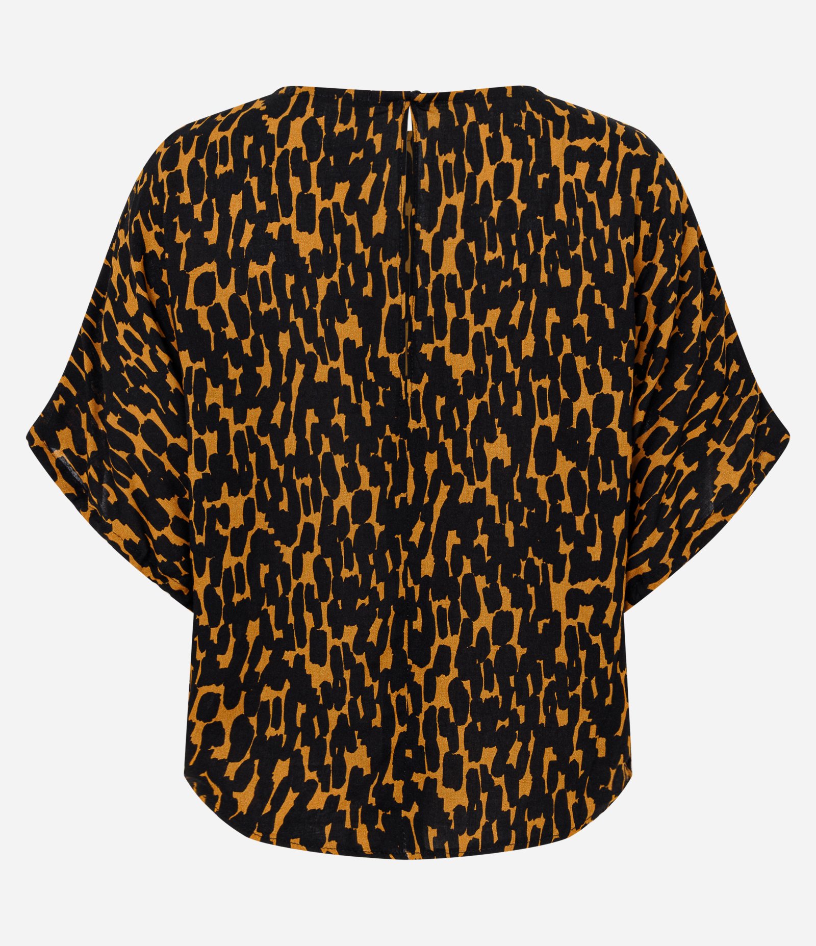 Blusa em Chiffon com Manga Ampla e Estampa Onça Laranja/Preto 6