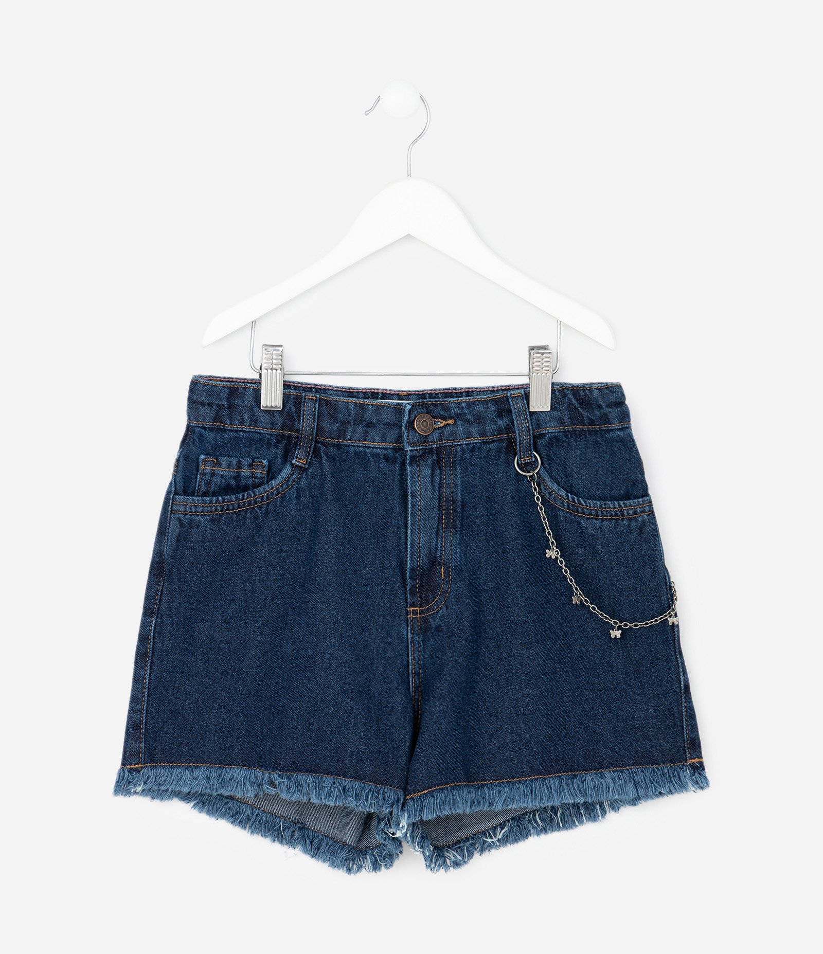 Short Infantil em Jeans com Corrente de Borboletas – Tam 5 a 14 Anos Azul Marinho 1