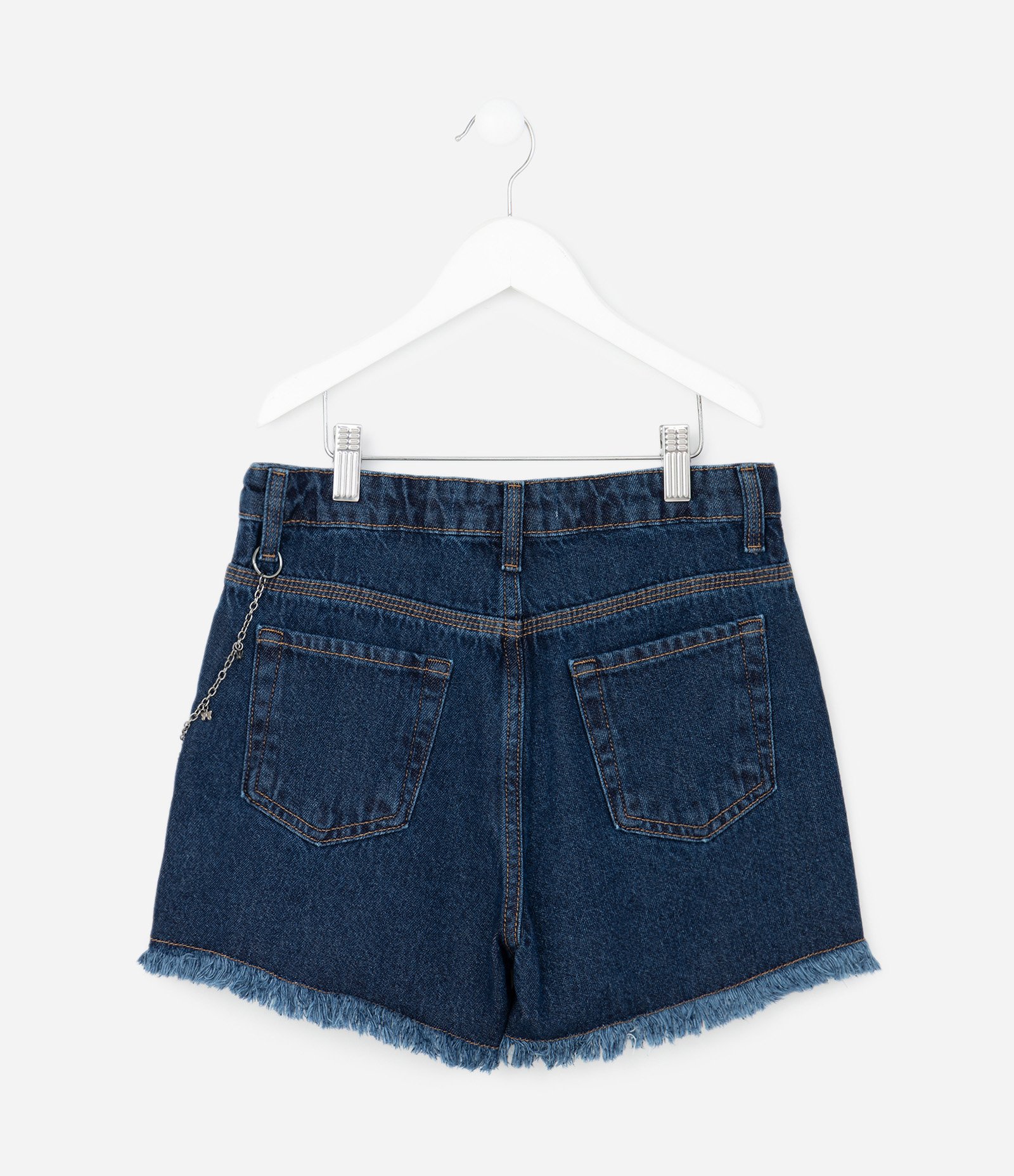Short Infantil em Jeans com Corrente de Borboletas – Tam 5 a 14 Anos Azul Marinho 2