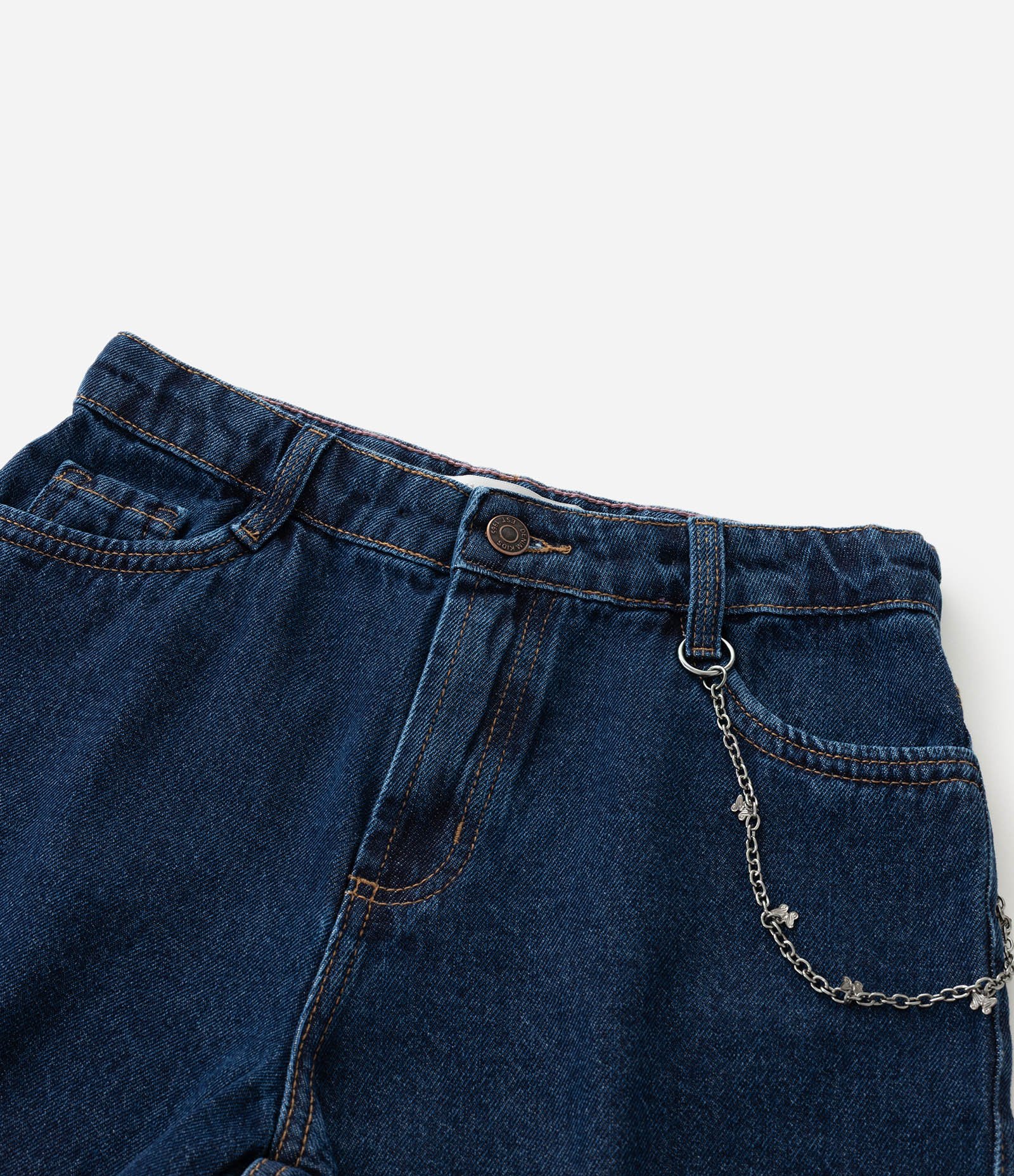 Short Infantil em Jeans com Corrente de Borboletas – Tam 5 a 14 Anos Azul Marinho 6