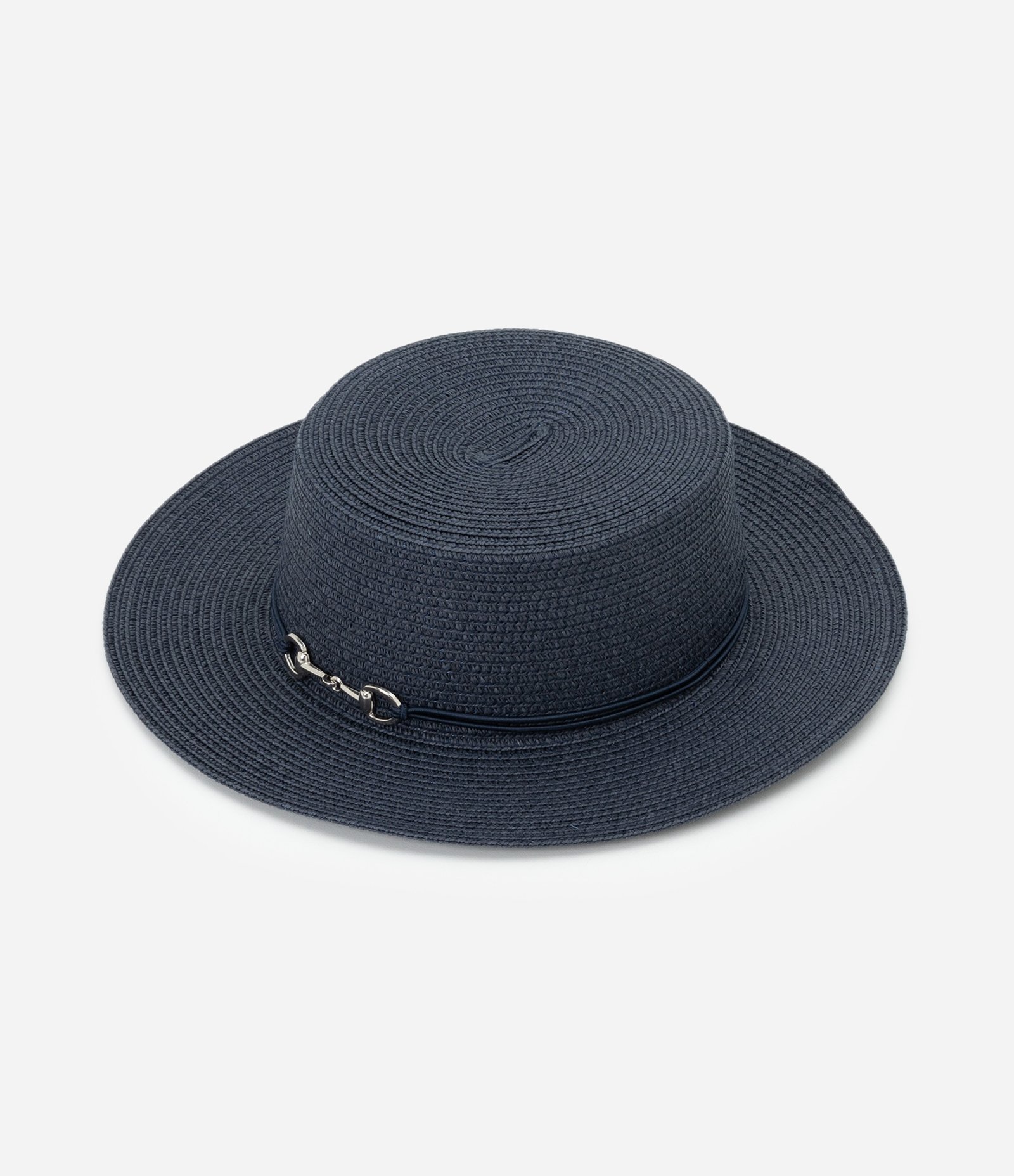 Chapéu com Copa Reta e Aviamento Prateado Azul 2