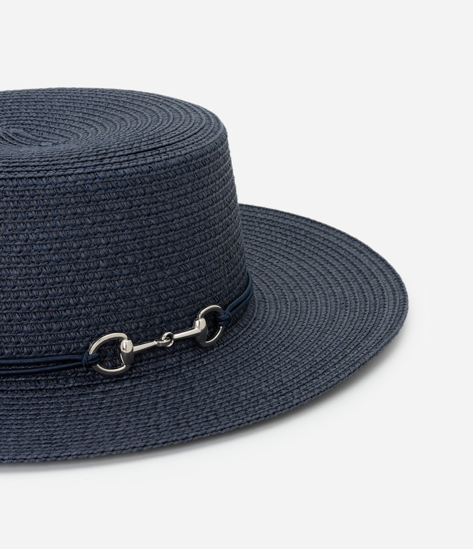 Chapéu com Copa Reta e Aviamento Prateado Azul 4