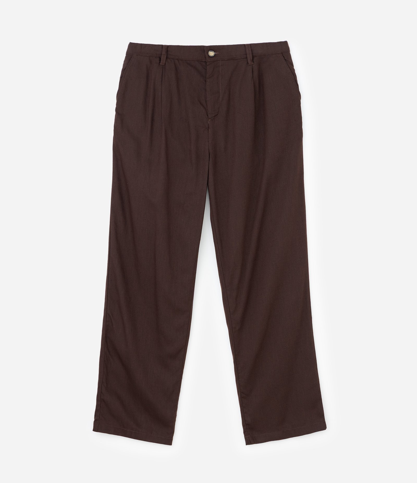 Calça em Viscolinho com Detalhes Contrastantes no Bolso Marrom 6