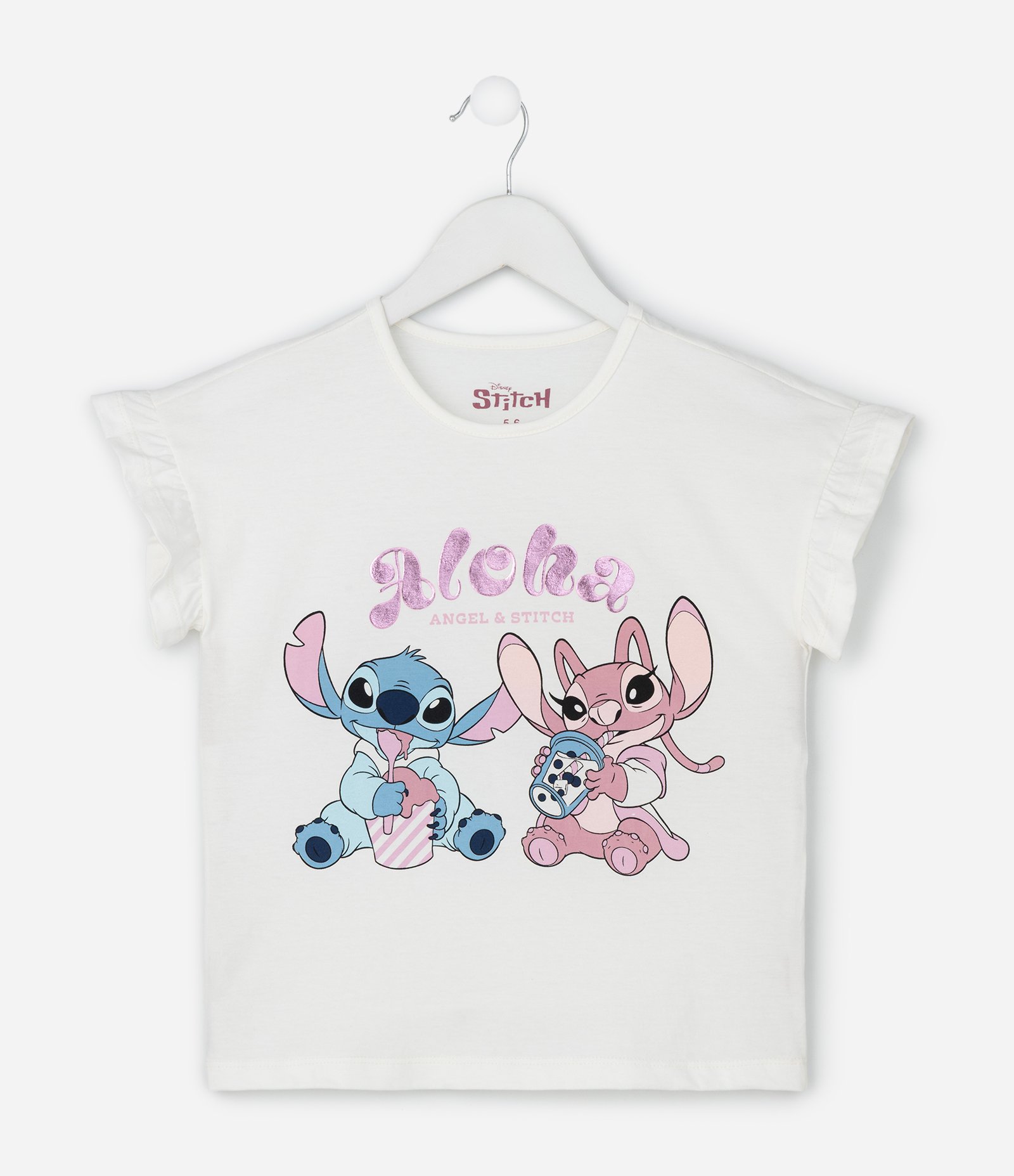 Camiseta Infantil com Estampa Stitch e Angel – Tam 1 a 7/8 Anos Branco 1