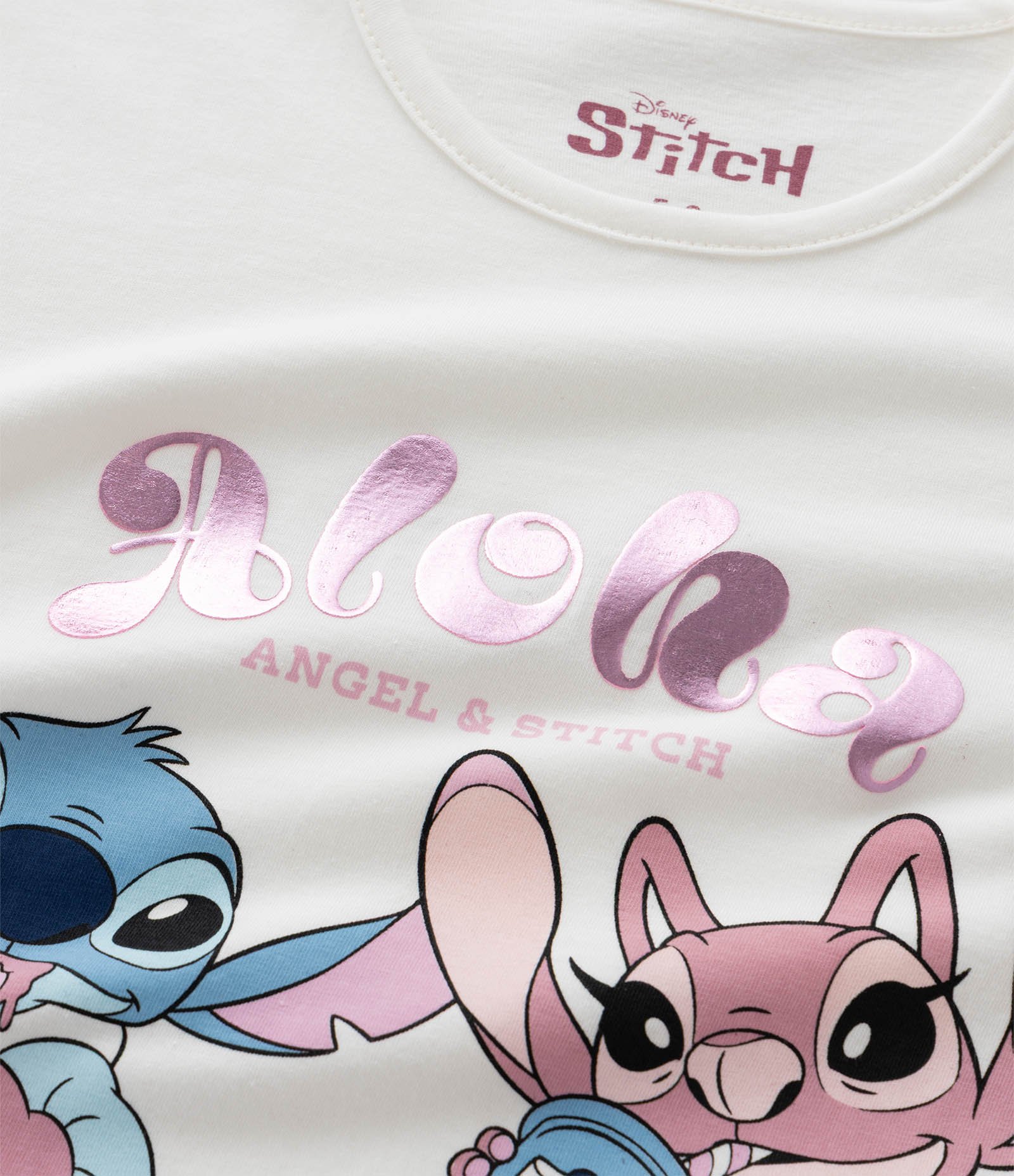 Camiseta Infantil com Estampa Stitch e Angel – Tam 1 a 7/8 Anos Branco 5