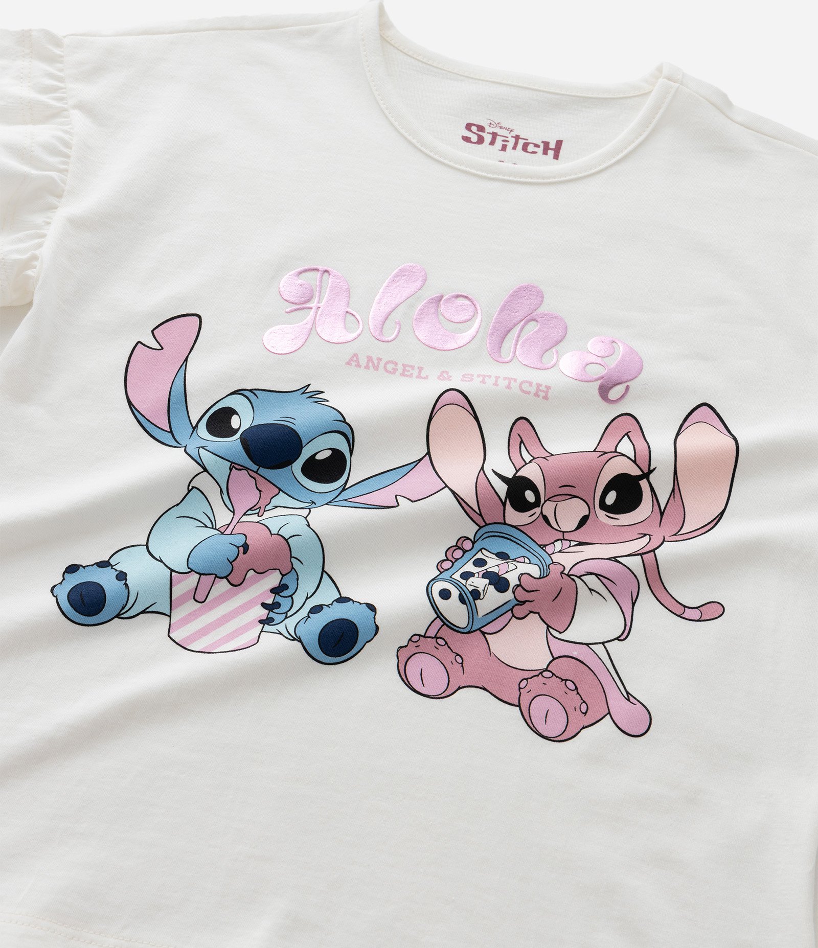 Camiseta Infantil com Estampa Stitch e Angel – Tam 1 a 7/8 Anos Branco 6
