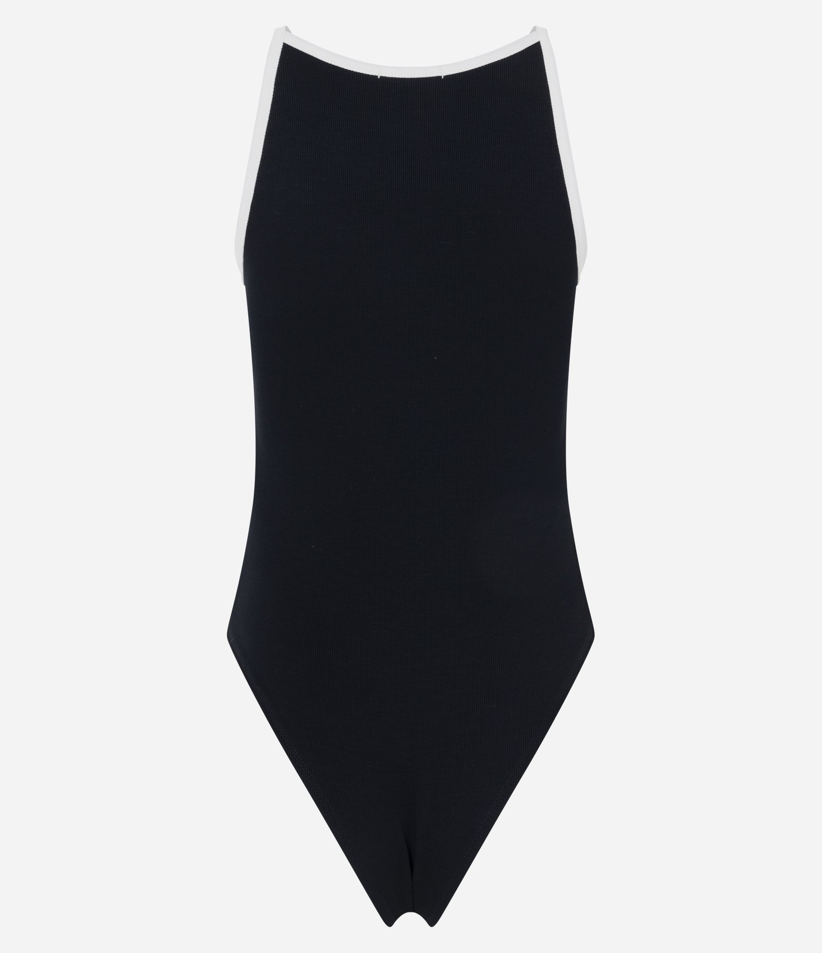 Body em Ribana com Decote Alto e Viés Contrastante Preto 7