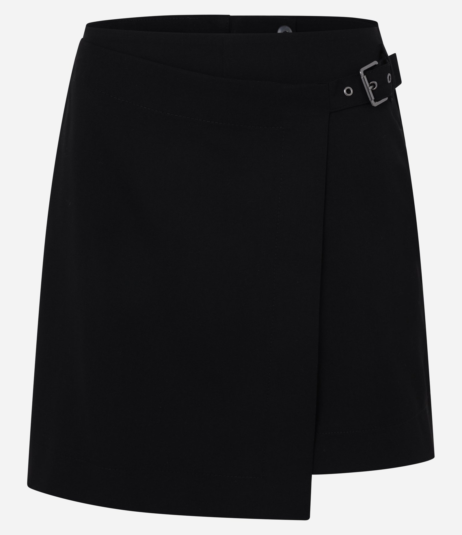 Short Saia Alfaiatado em Viscose com Transpasse Afivelado Preto 1