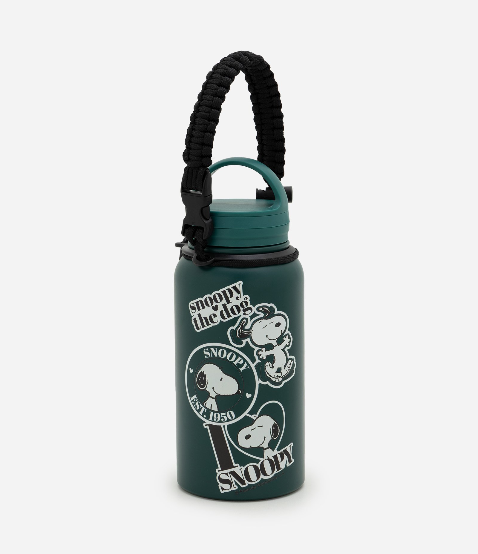 Garrafa Térmica com Alça e Estampa Snoopy 800ml Verde 1