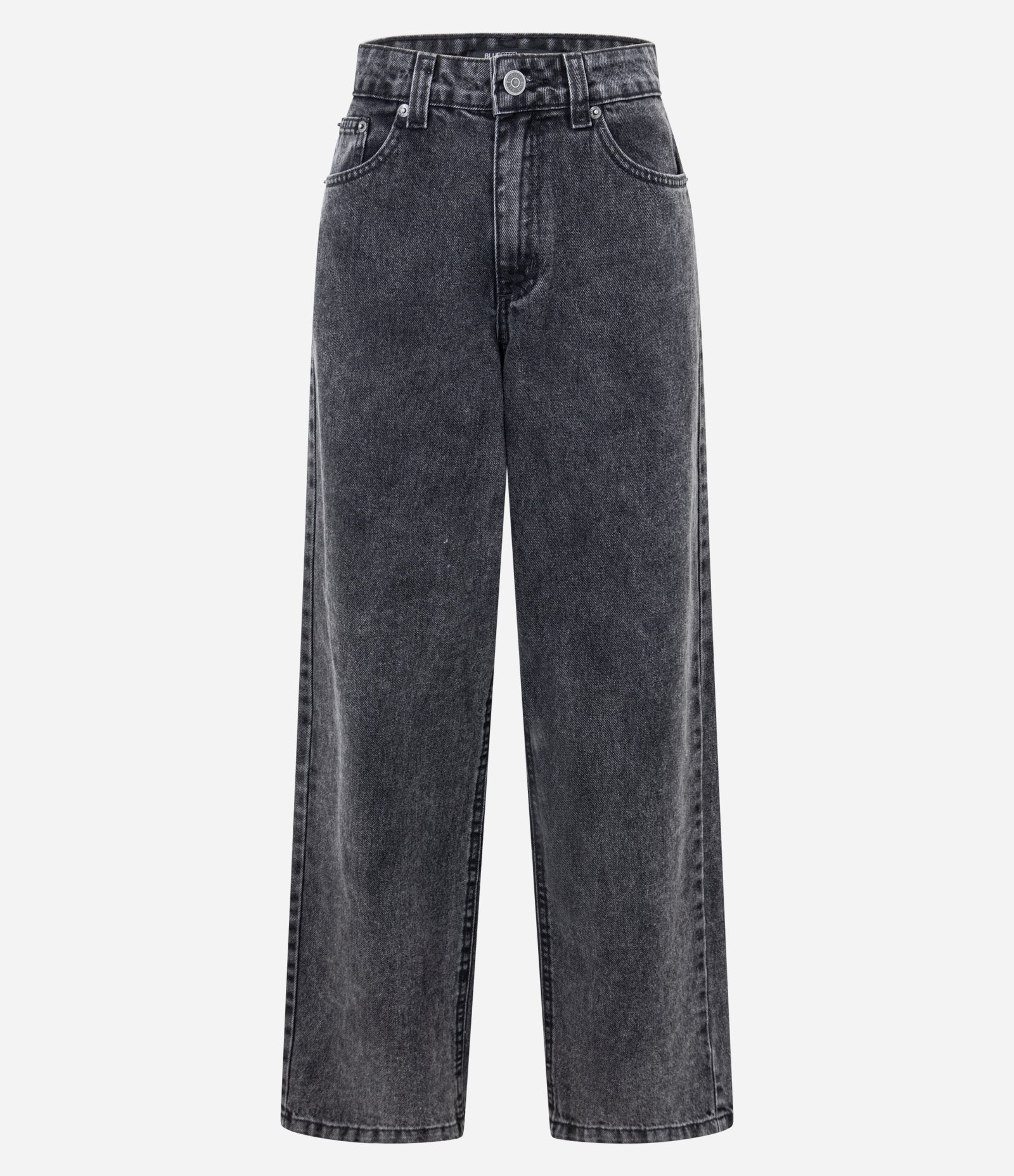 Calça Baggy Cintura Média em Jeans com 05 Bolsos Preto Estonado 1