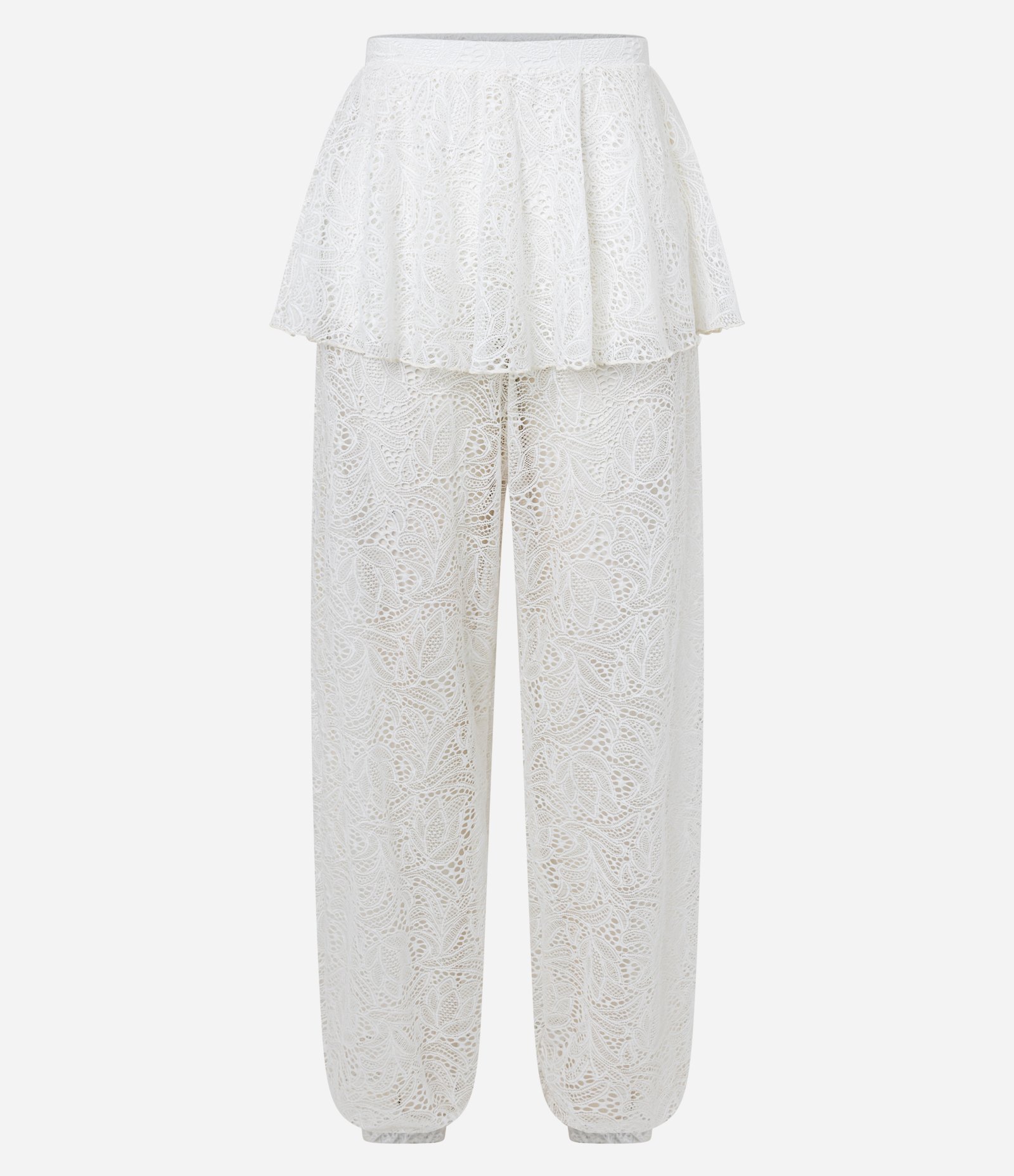 Calça Aladim em Renda com Saia Sobreposta Branco 2