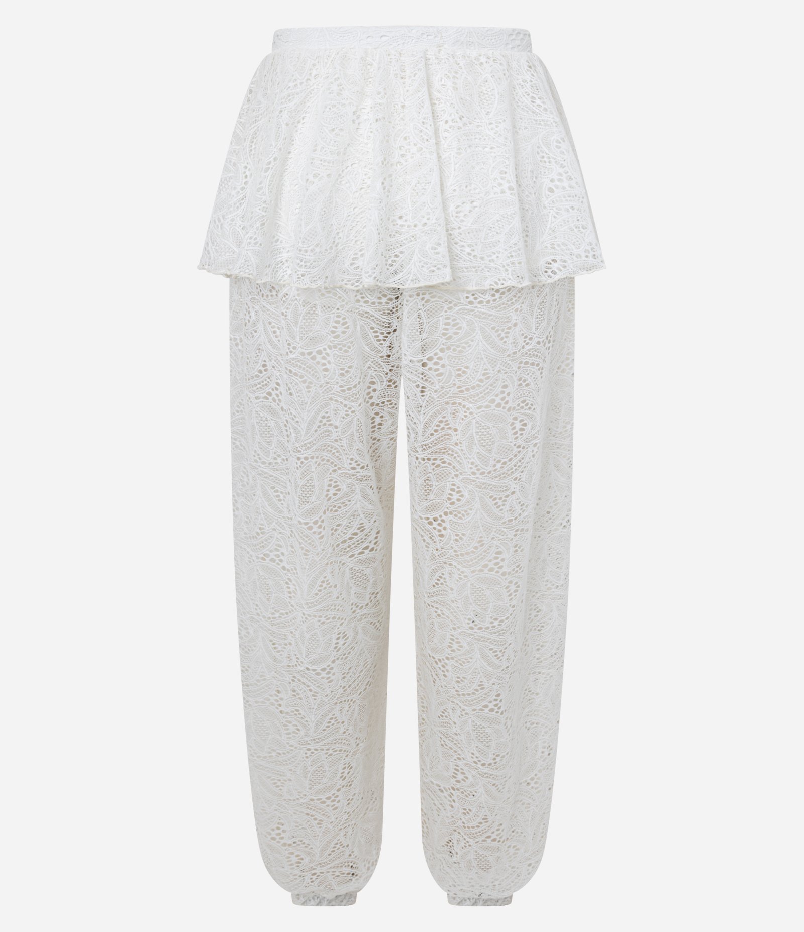 Calça Aladim em Renda com Saia Sobreposta Branco 4
