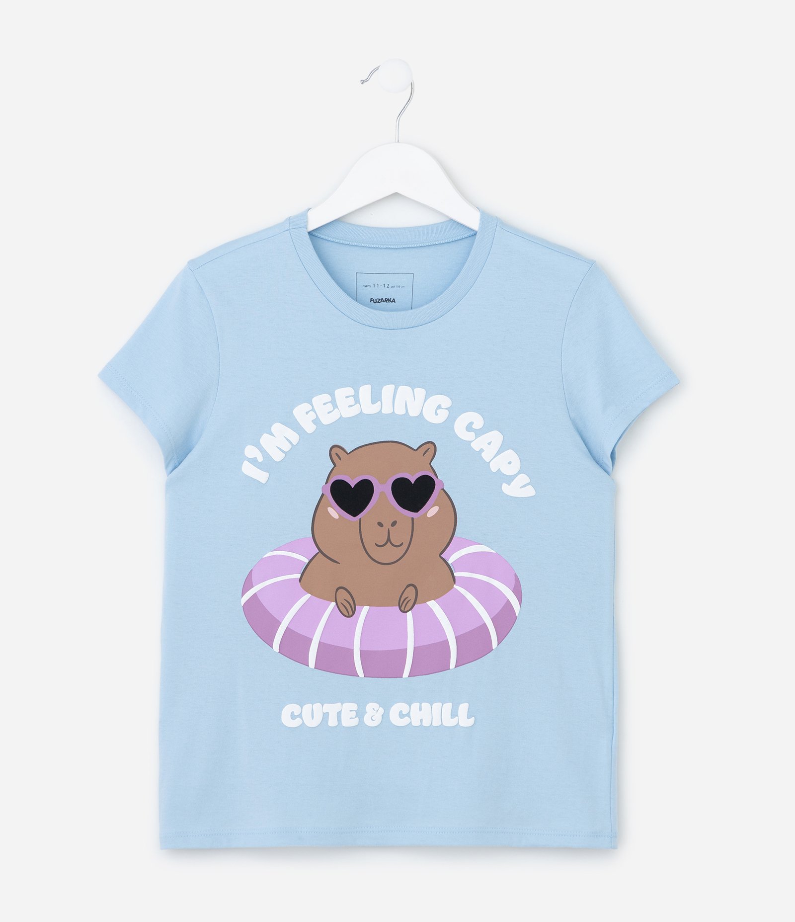 Camiseta Infantil Com Estampa Capivara - Tam 5 A 14 Anos Azul 1
