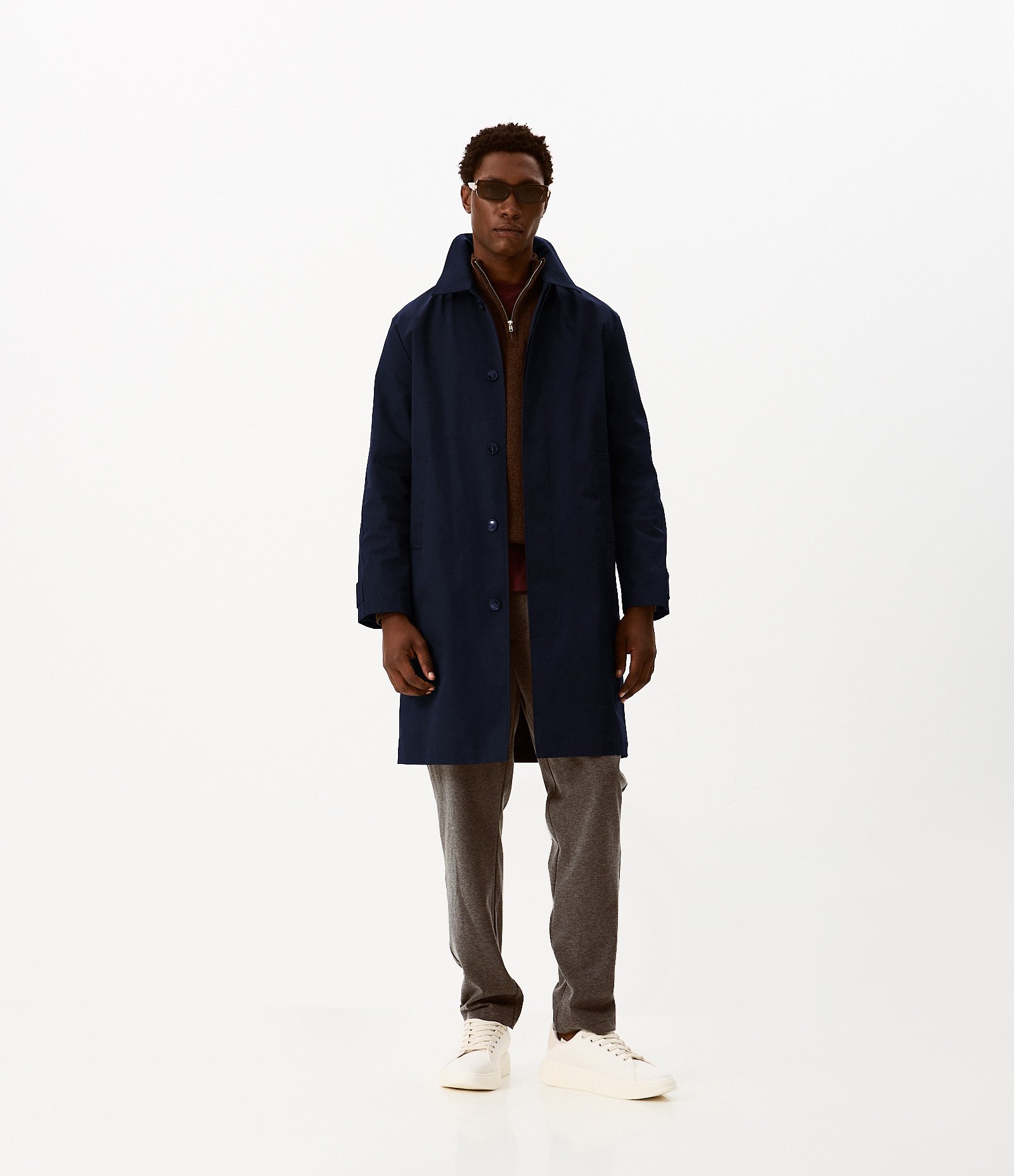 Trench Coat Tecnológico Repelente à Água Azul 1