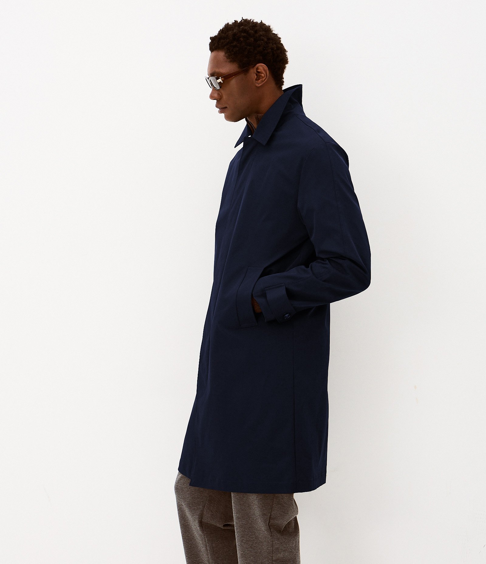 Trench Coat Tecnológico Repelente à Água Azul 2