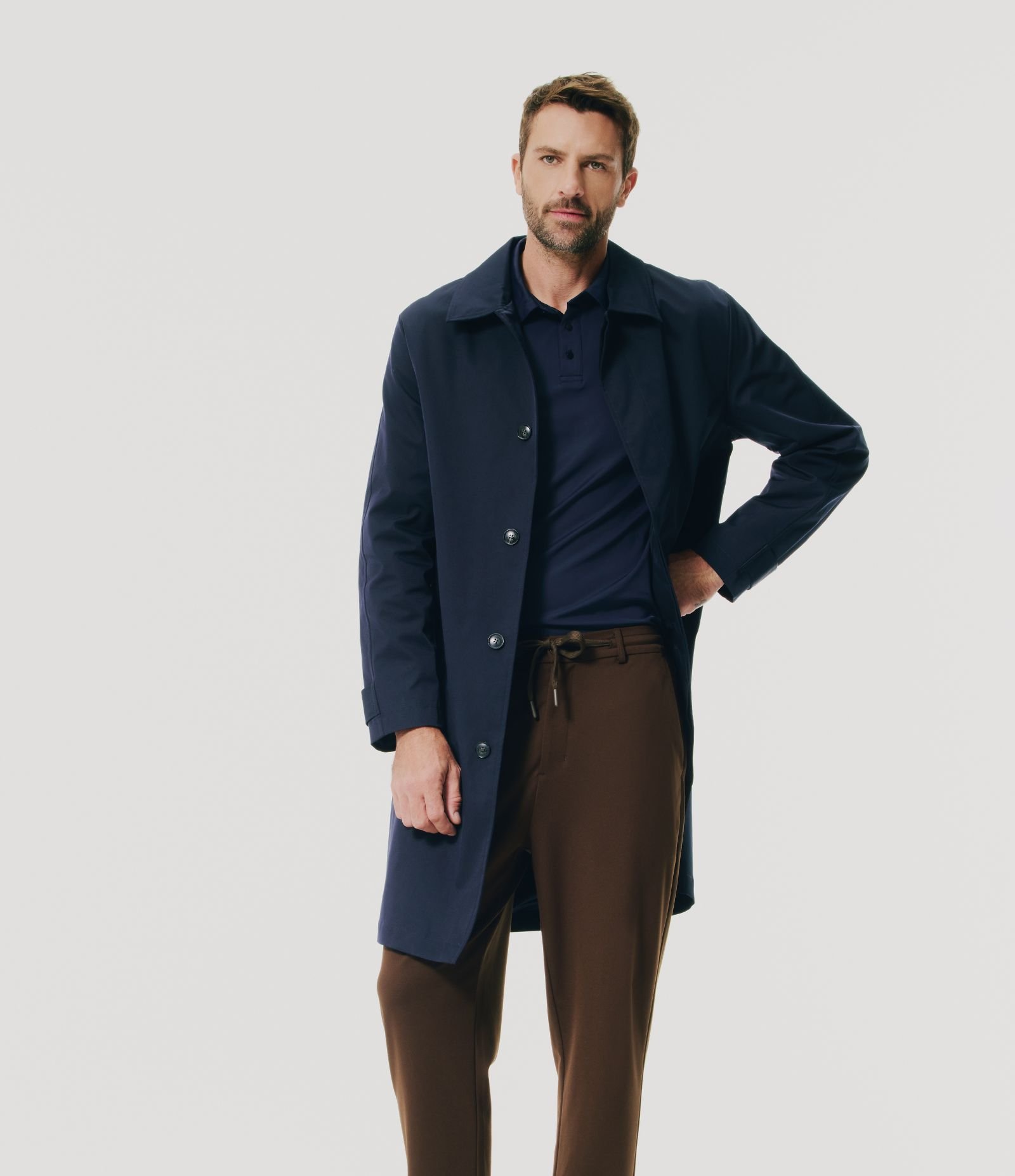 Trench Coat Tecnológico Repelente à Água Azul 5