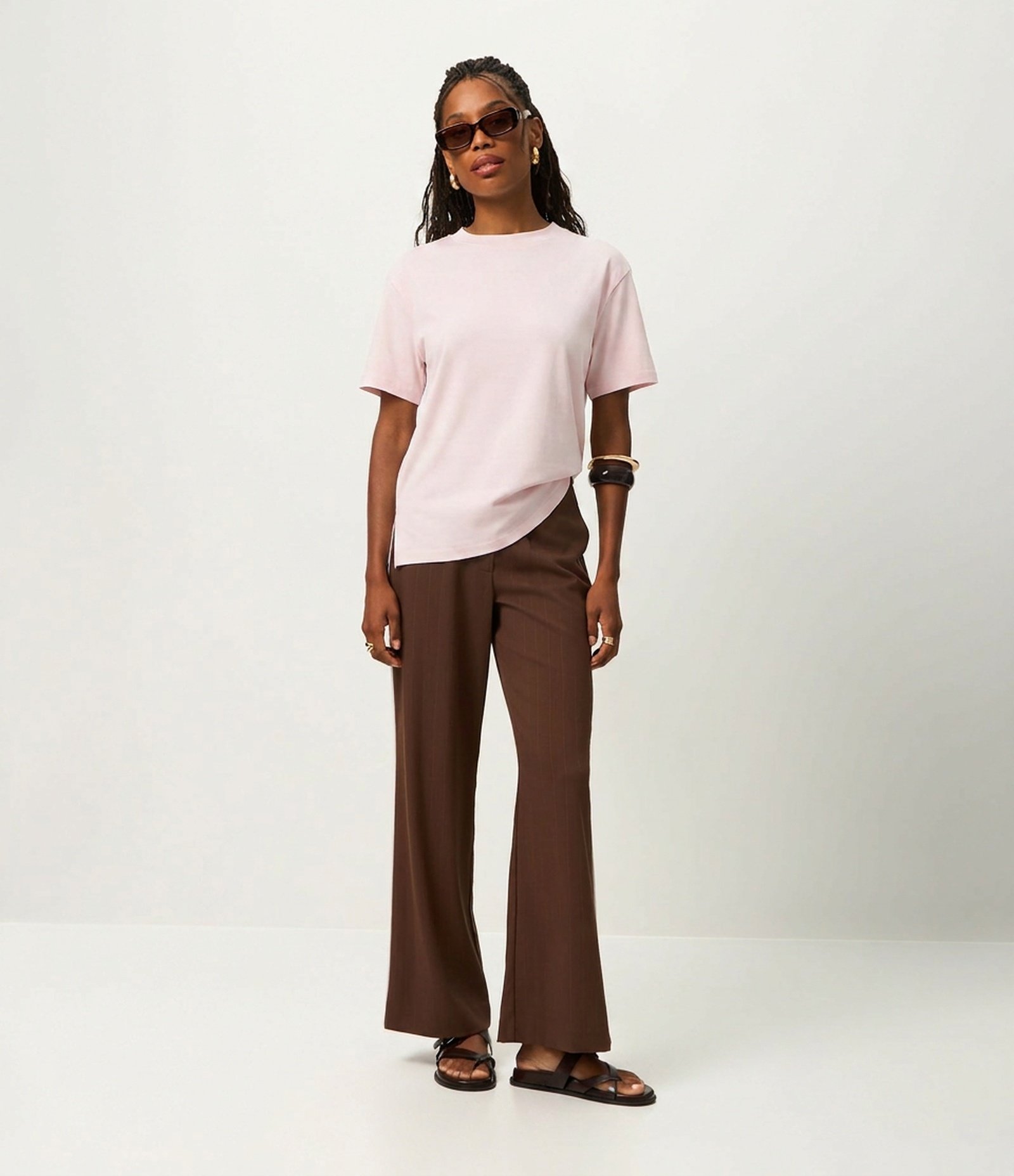Blusa em Algodão Peruano Interlock com Gola Redonda Rosa 1