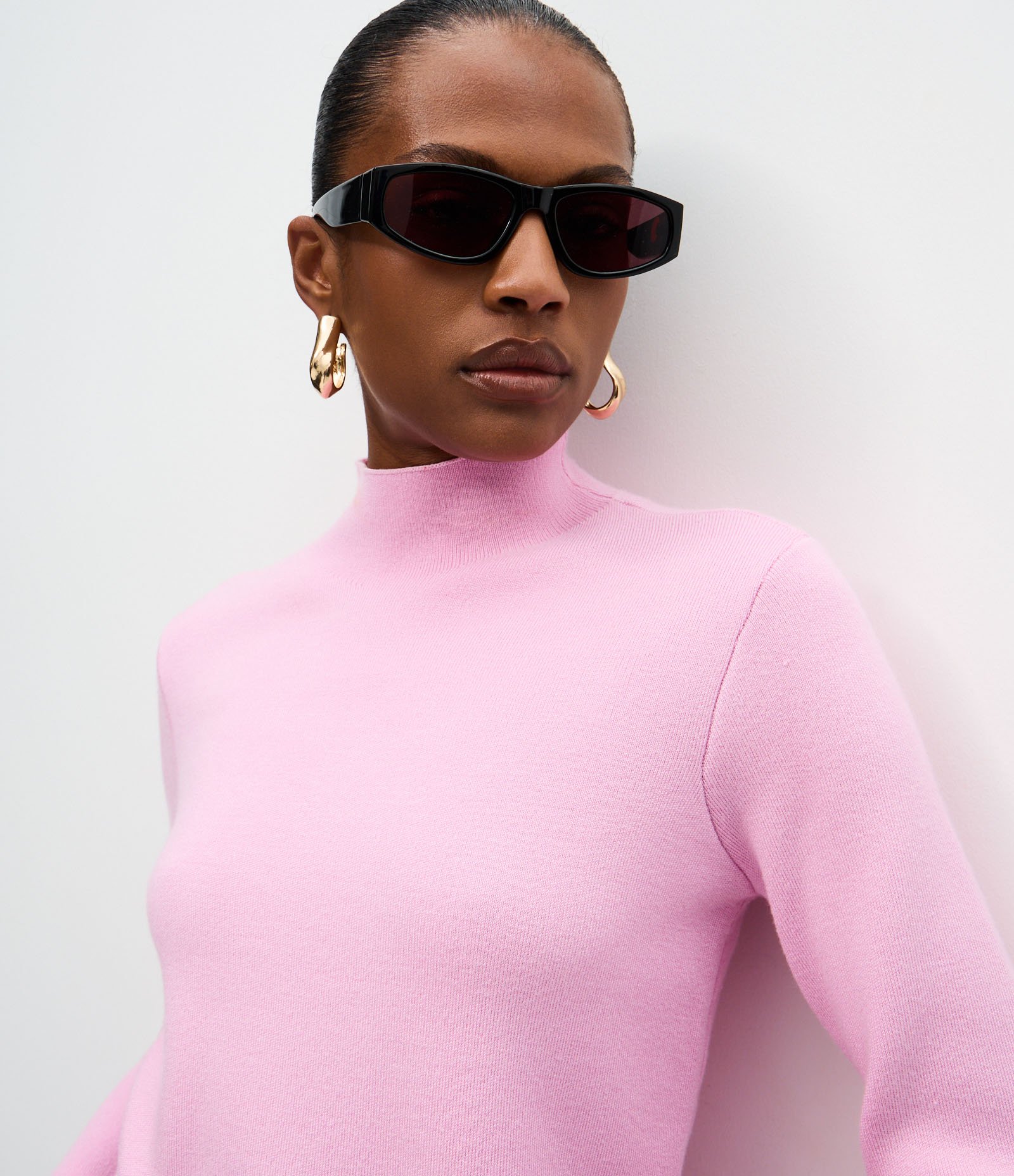 Blusa em Tricô com Golinha Alta Rosa Claro 4