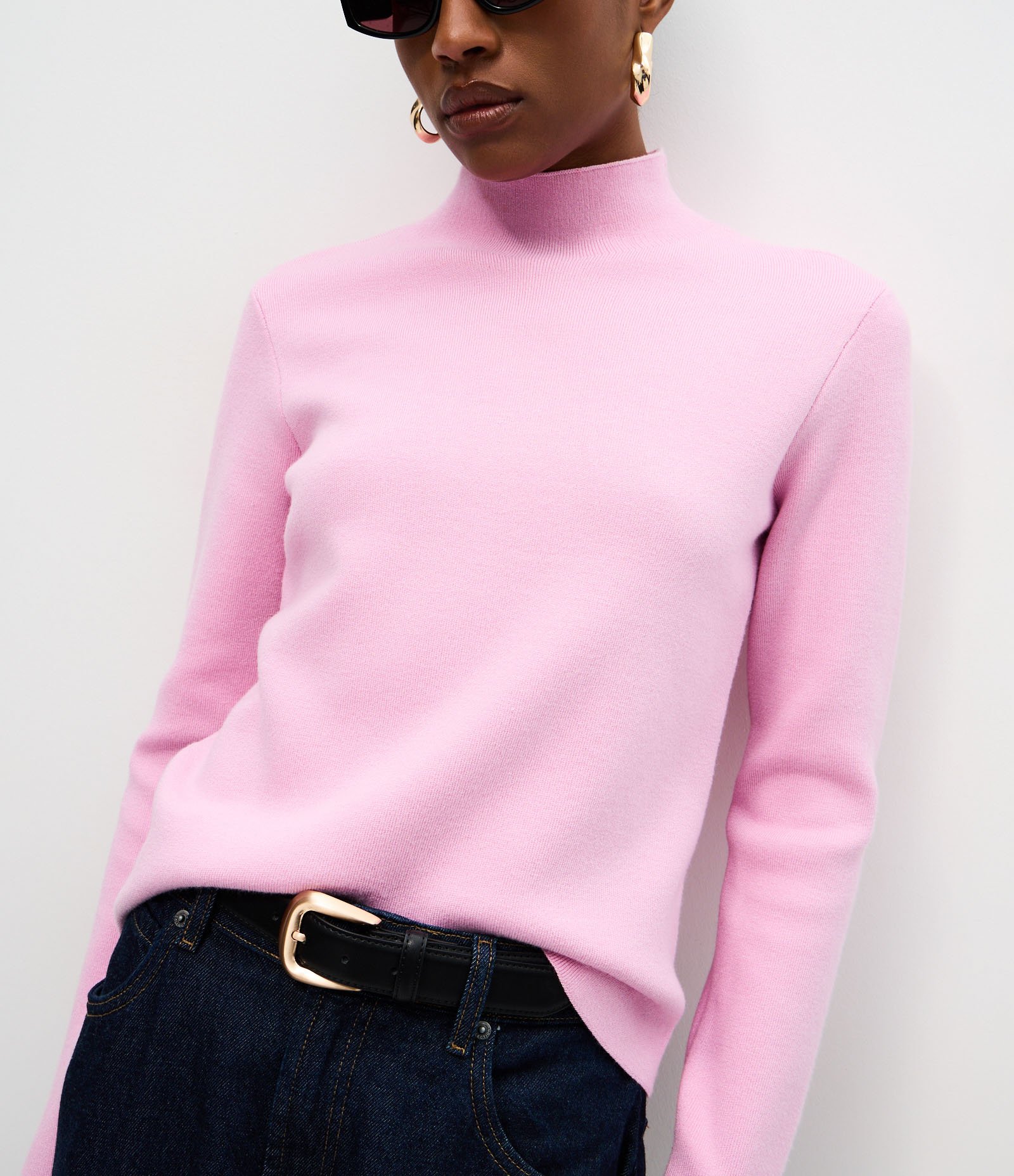Blusa em Tricô com Golinha Alta Rosa Claro 5