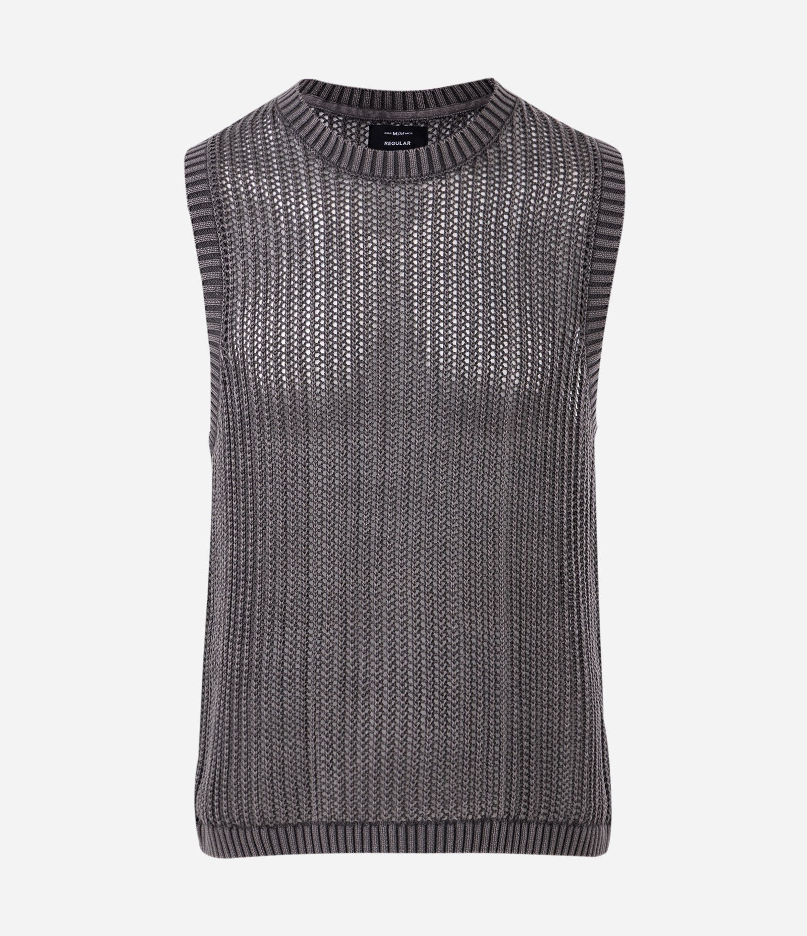 Regata Regular em Estilo Tricô Ponto Aberto Preto 5