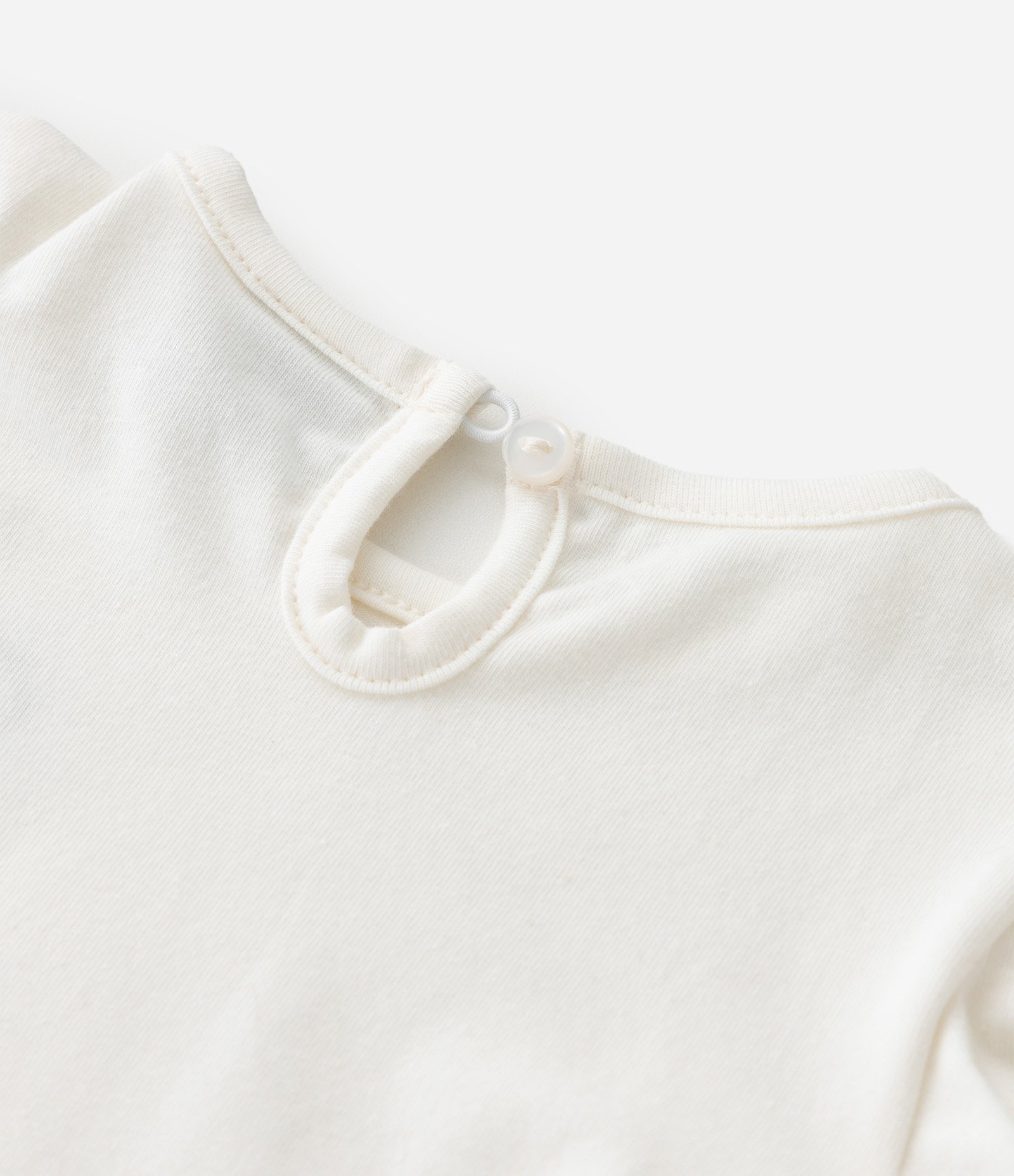 Camiseta Infantil com Lacinho Bordado e Manga Bufante – Tam 0 a 18 Meses Off White 5