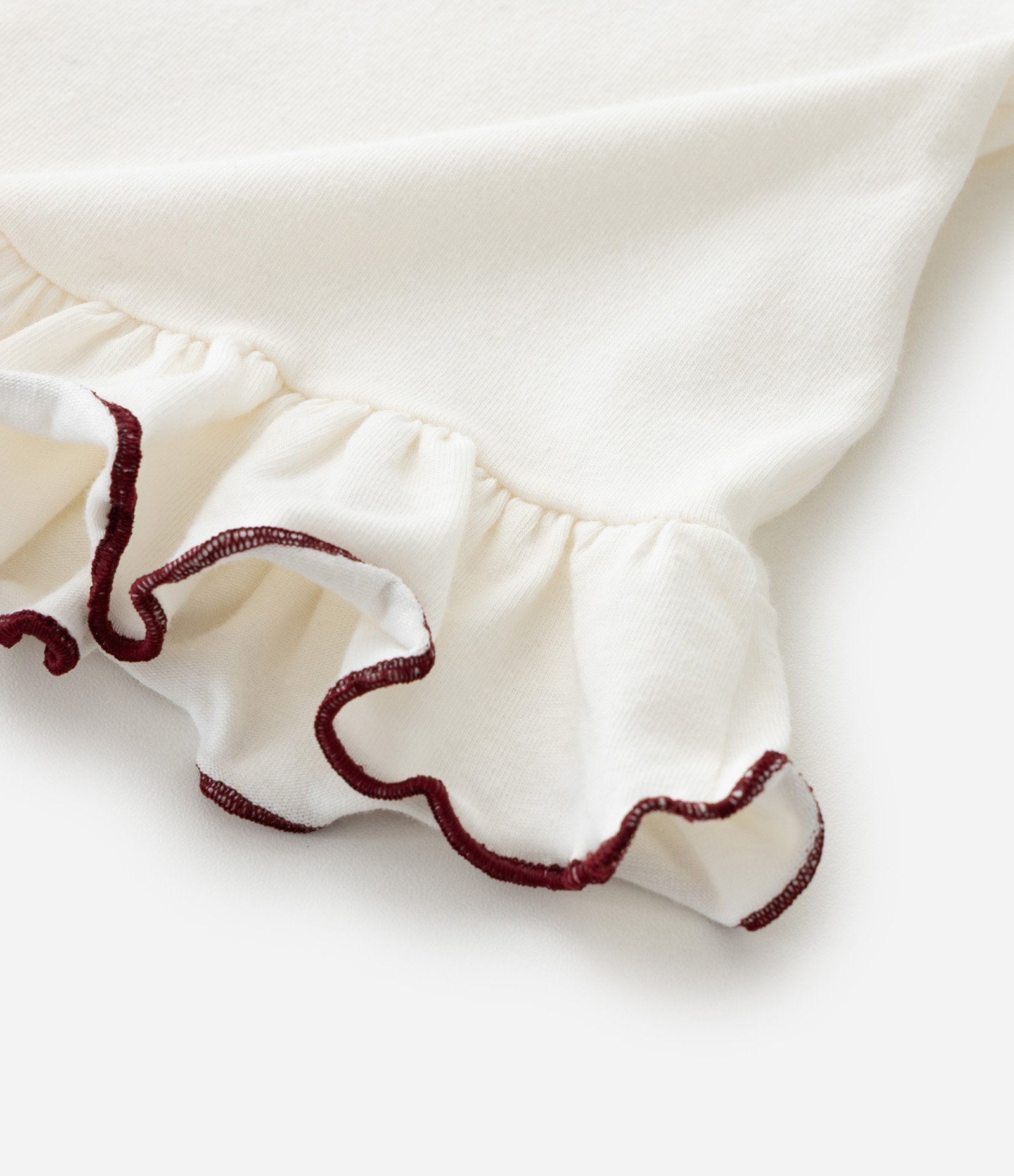 Camiseta Infantil com Lacinho Bordado e Manga Bufante – Tam 0 a 18 Meses Off White 7