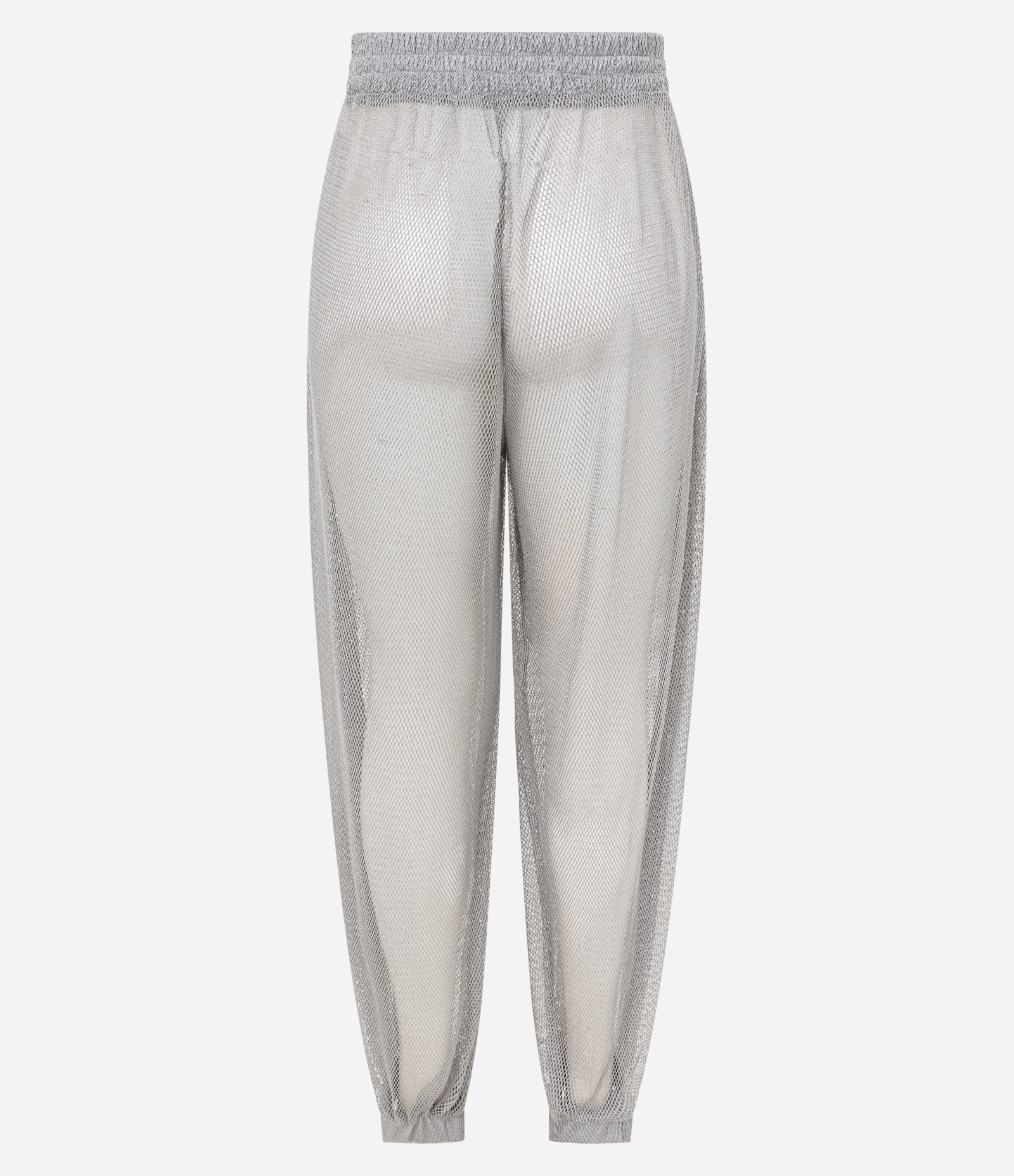 Calça Aladim Em Tela Com Fio Metalizado Prata 3