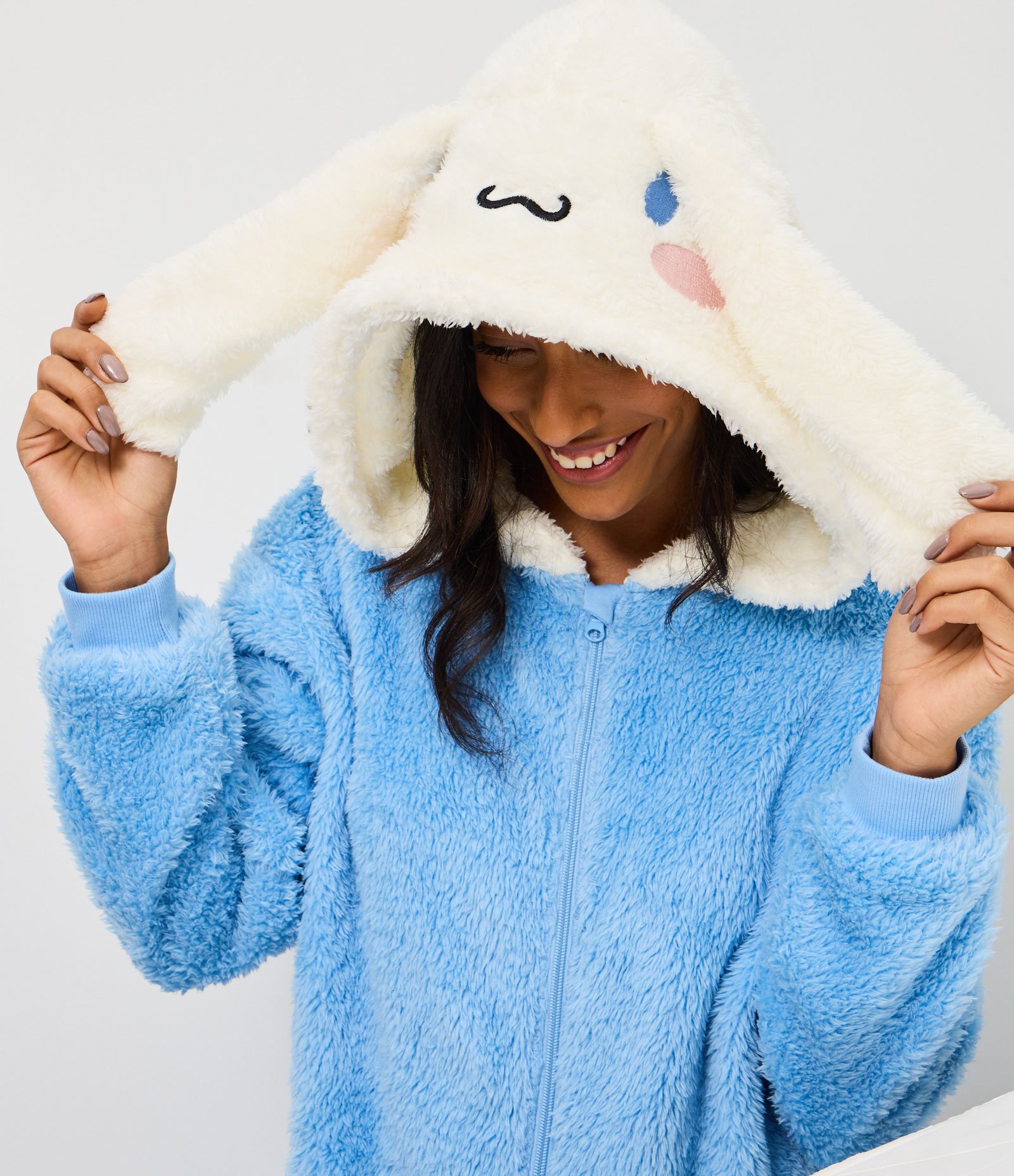 Macacão de Pijama em Fleece com Capuz Cinnamoroll Azul 3