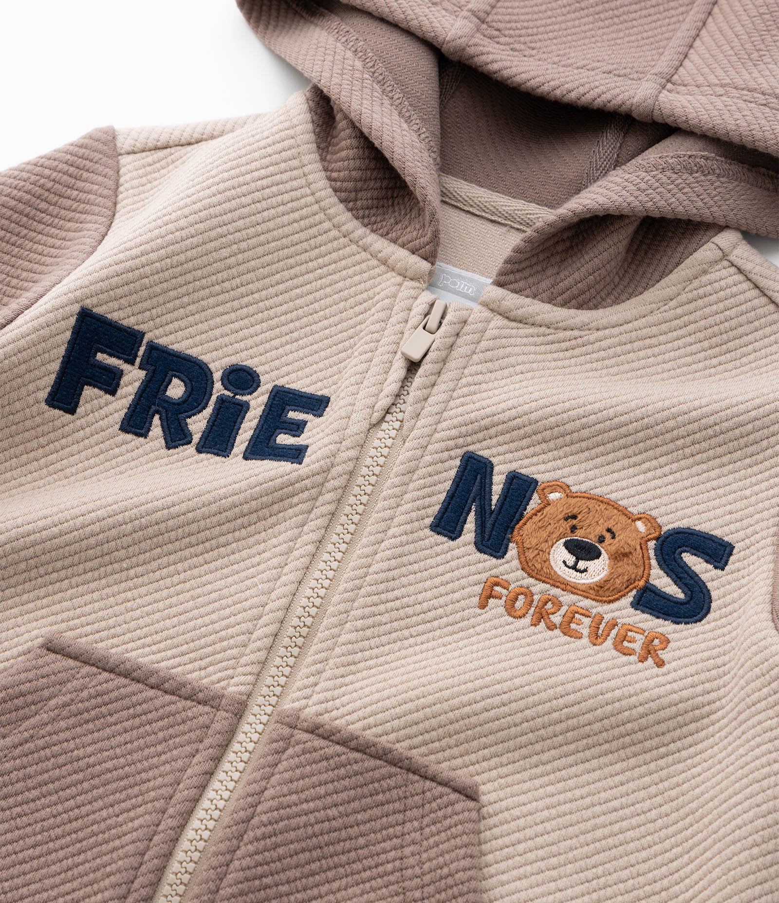 Casaco Infantil com Capuz e Lettering Bordado – Tam 1 a 5/6 Anos Bege 6