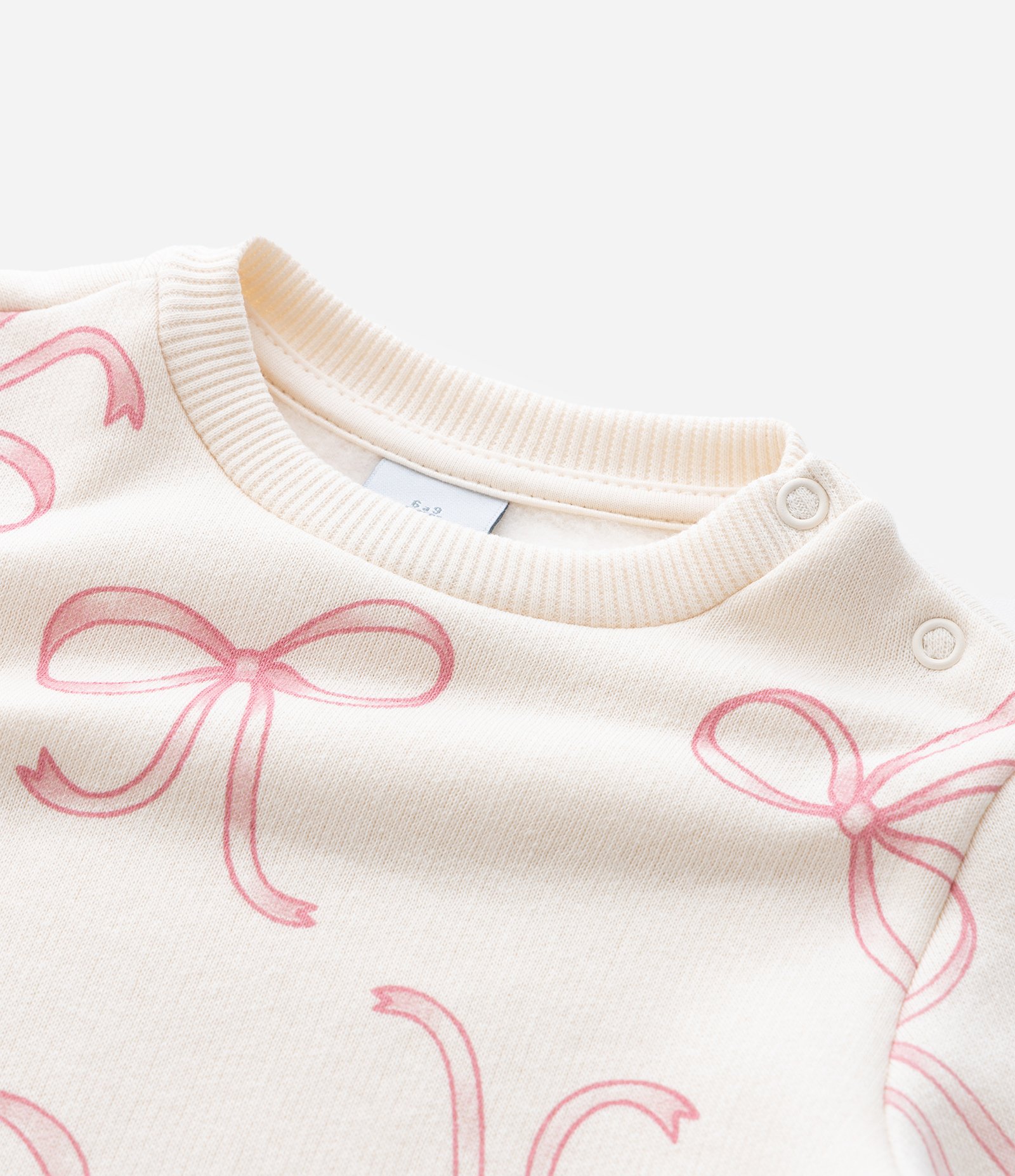 Conjunto Infantil em Moletom com Estampa de Laços – Tam 0 a 18 Meses Off White 11