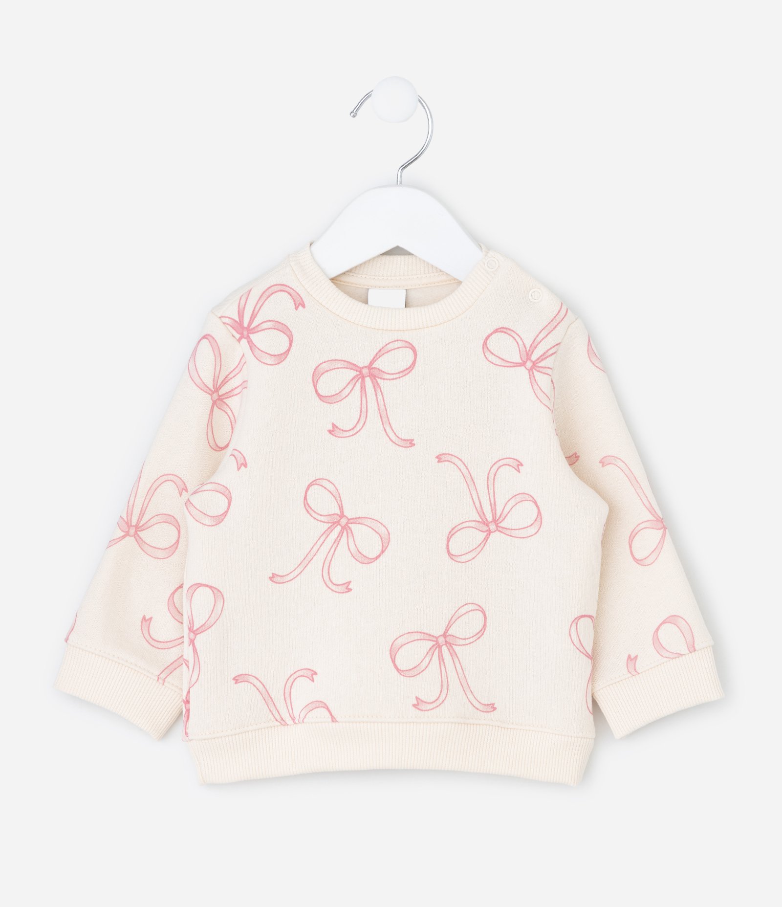 Conjunto Infantil em Moletom com Estampa de Laços – Tam 0 a 18 Meses Off White 3